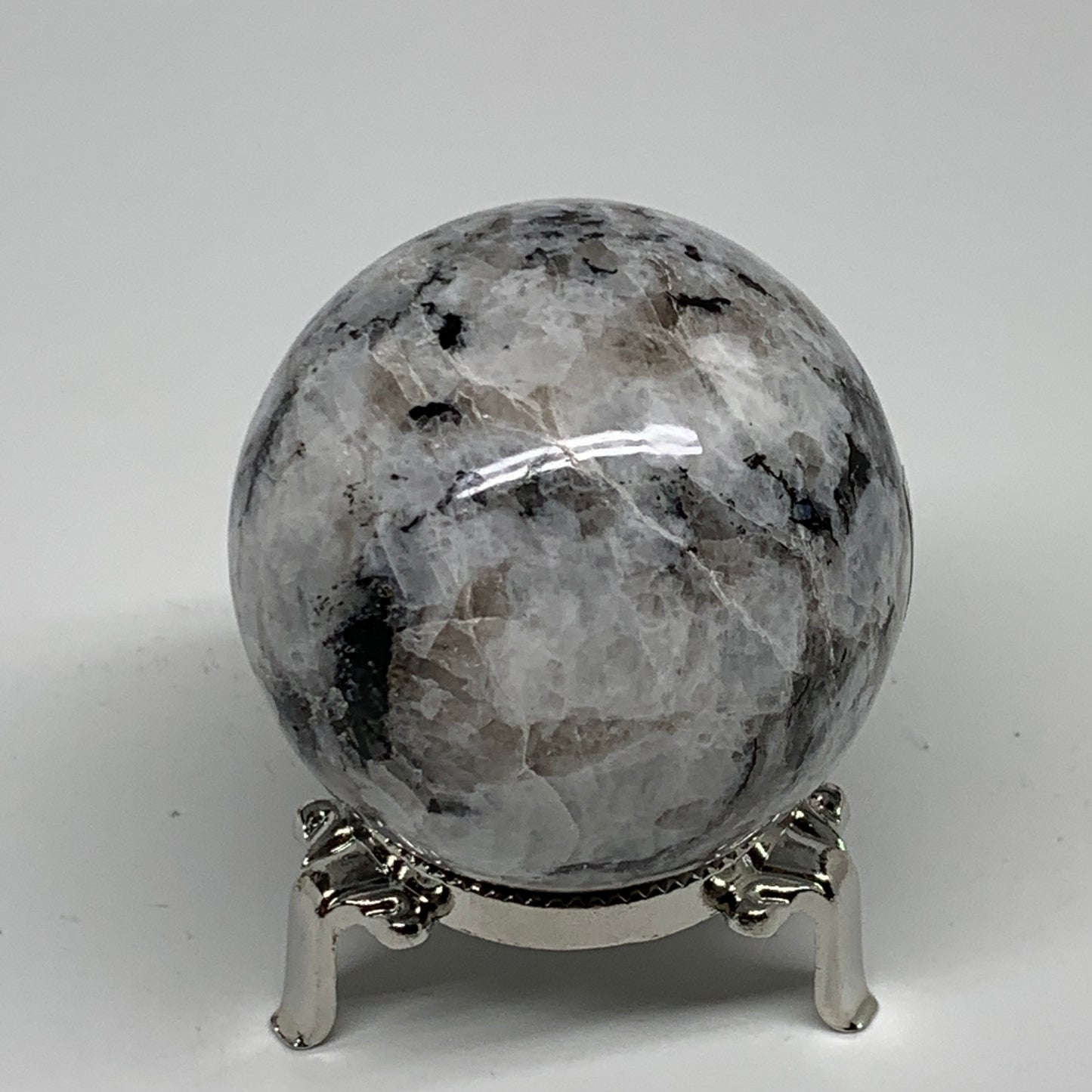 280g, 2.3"(58mm), Natural Rainbow Moonstone Sphere Ball Gemstone, B34251