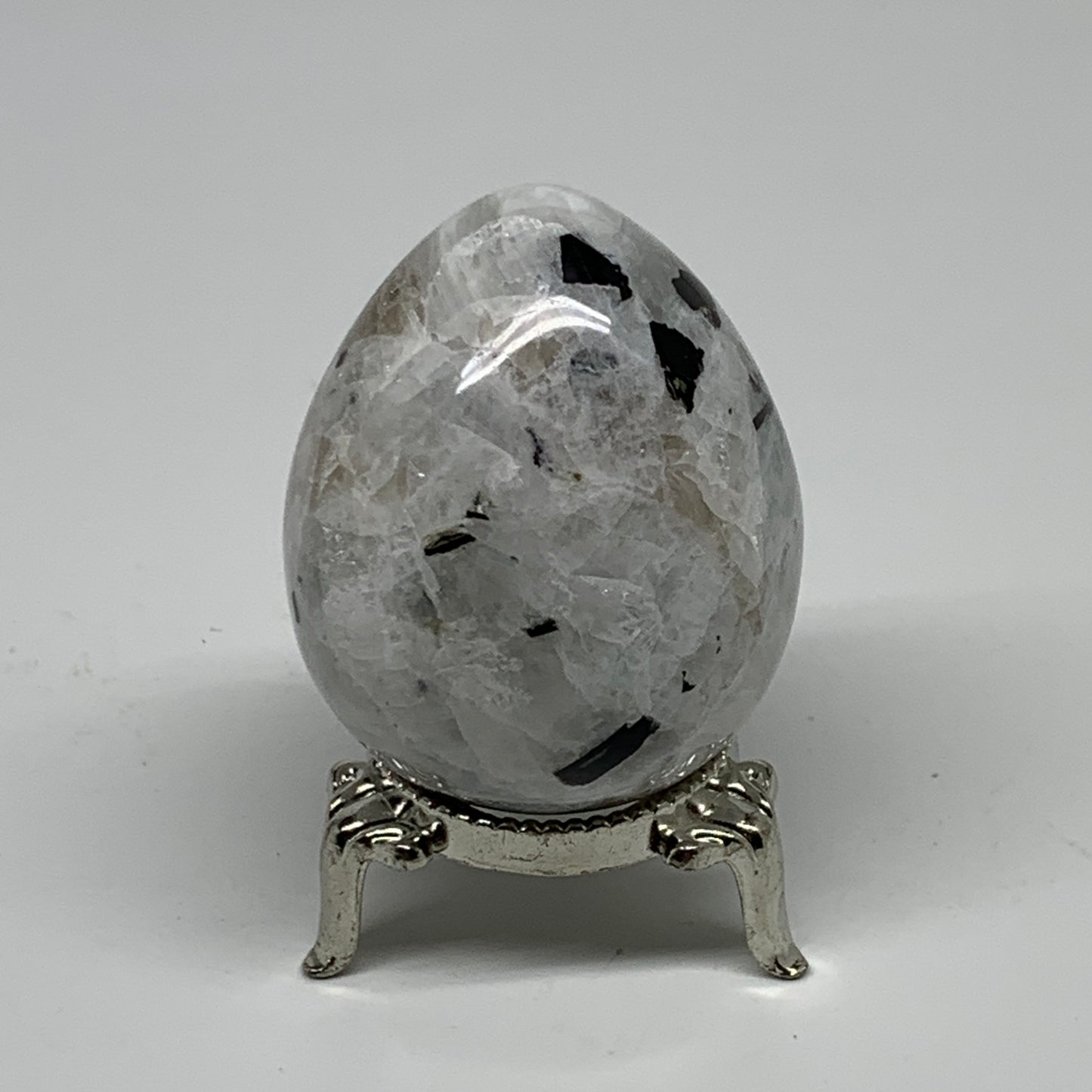 149.9g, 2.1"x1.8", Natural Gemstone White Rainbow Moonstone Egg, B34288