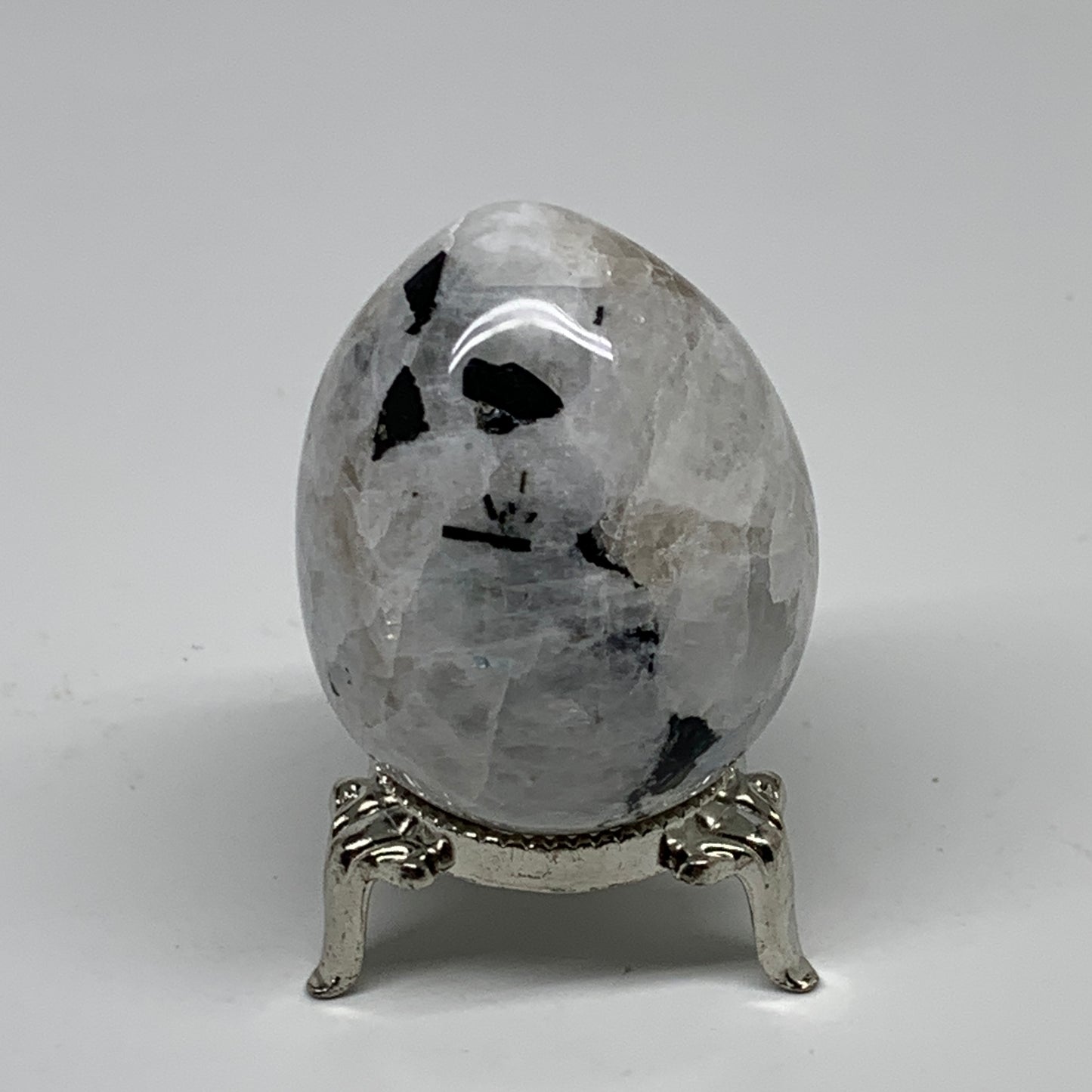 149.9g, 2.1"x1.8", Natural Gemstone White Rainbow Moonstone Egg, B34288