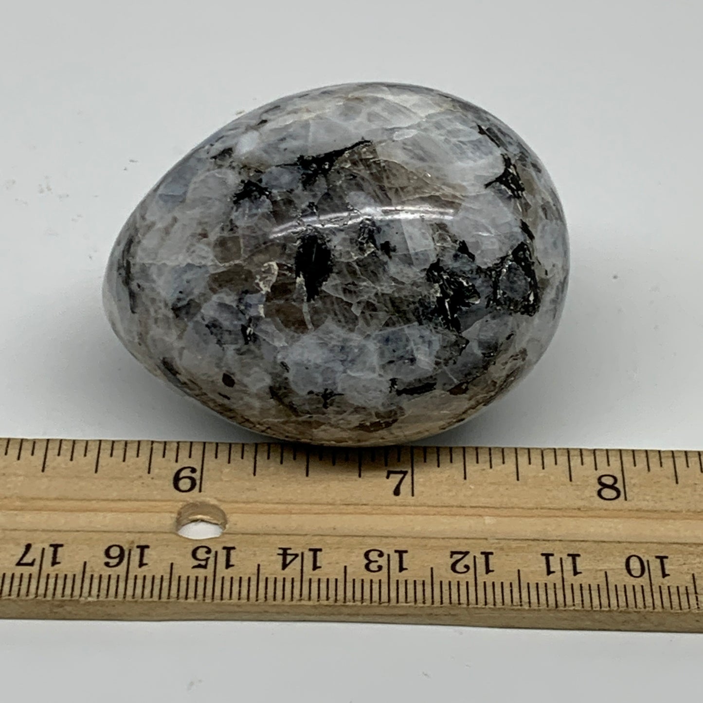 152.8g, 2.2"x1.7", Natural Gemstone White Rainbow Moonstone Egg, B34290