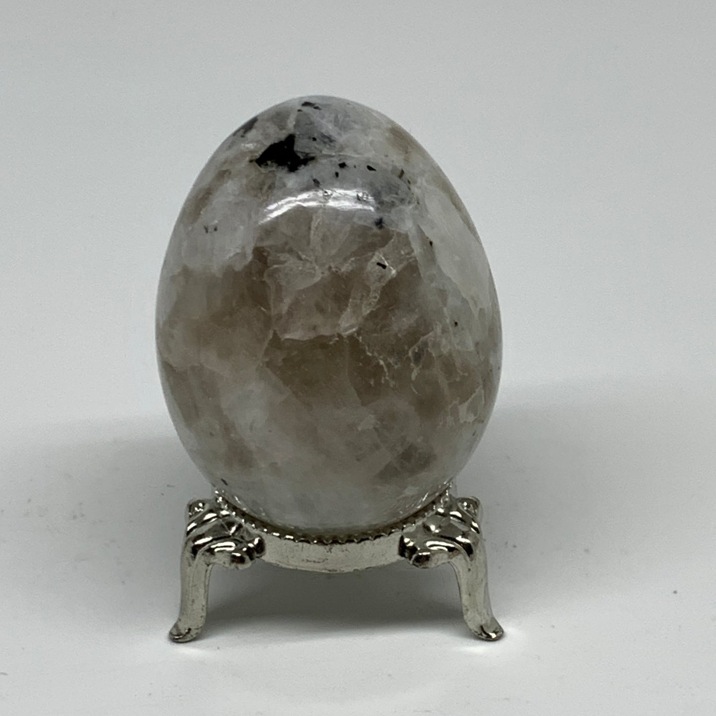 152.4g, 2.3"x1.7", Natural Gemstone White Rainbow Moonstone Egg, B34291