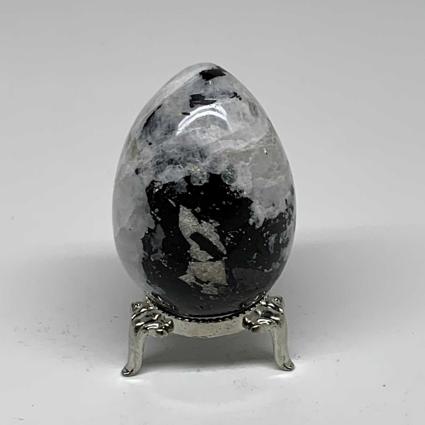 159.9g, 2.4"x1.7", Natural Gemstone White Rainbow Moonstone Egg, B34294