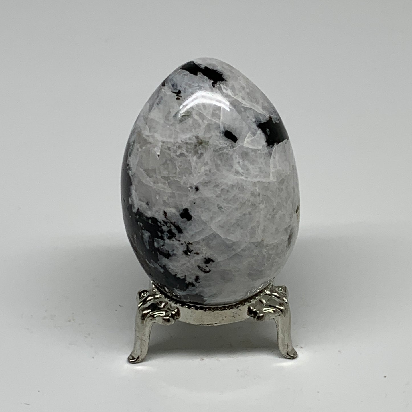 159.9g, 2.4"x1.7", Natural Gemstone White Rainbow Moonstone Egg, B34294