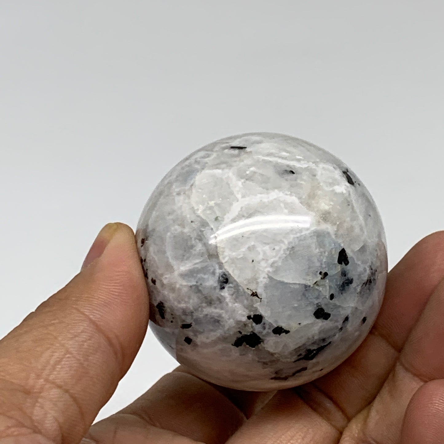 176.8g, 2.3"x1.8", Natural Gemstone White Rainbow Moonstone Egg, B34297