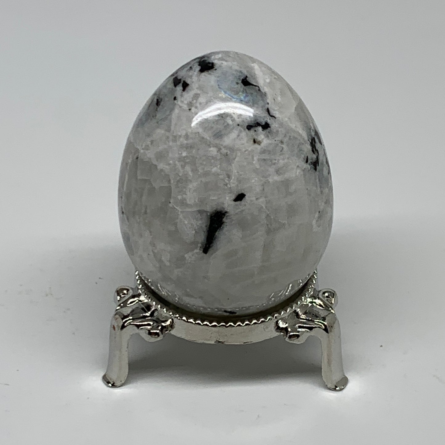 176.8g, 2.3"x1.8", Natural Gemstone White Rainbow Moonstone Egg, B34297