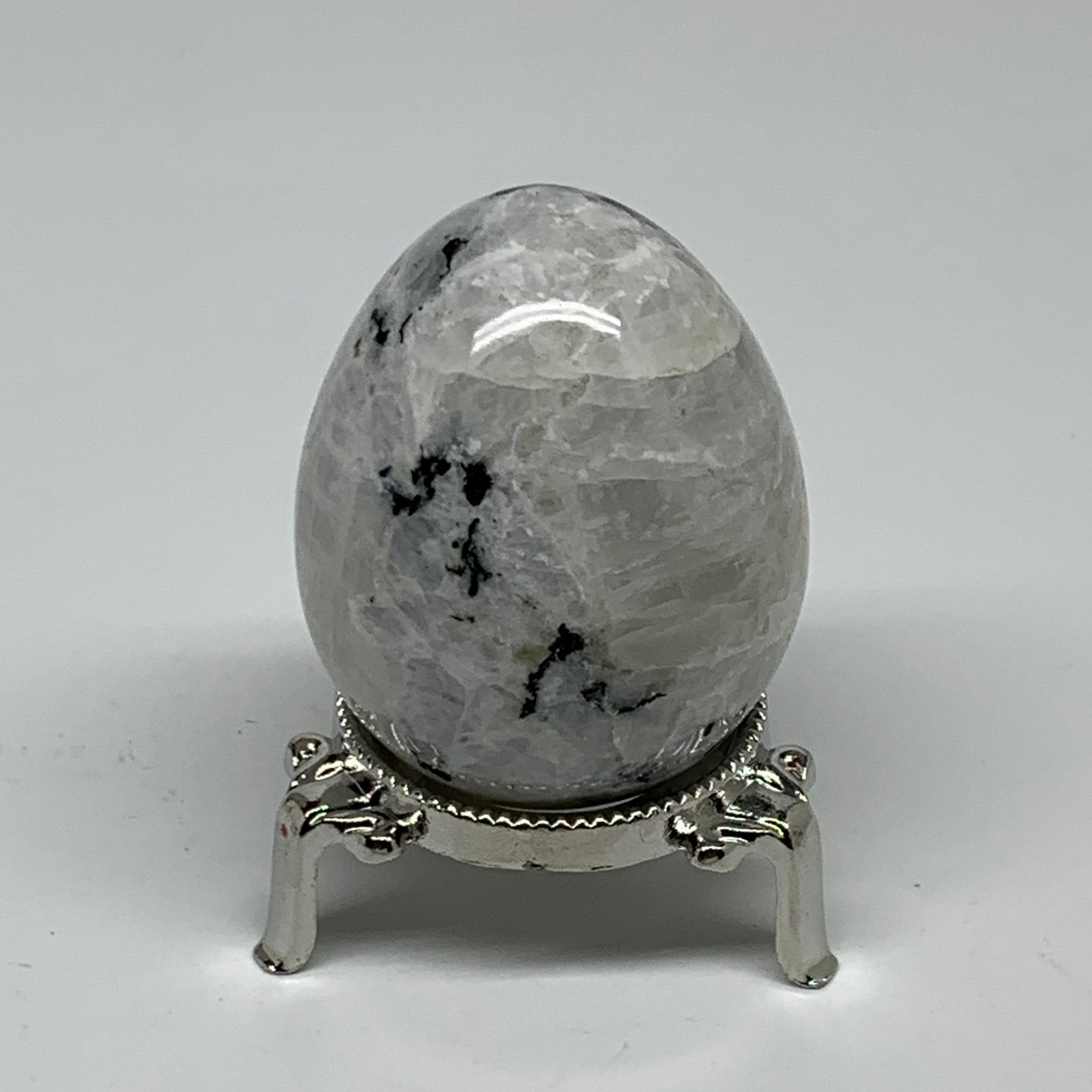 176.8g, 2.3"x1.8", Natural Gemstone White Rainbow Moonstone Egg, B34297