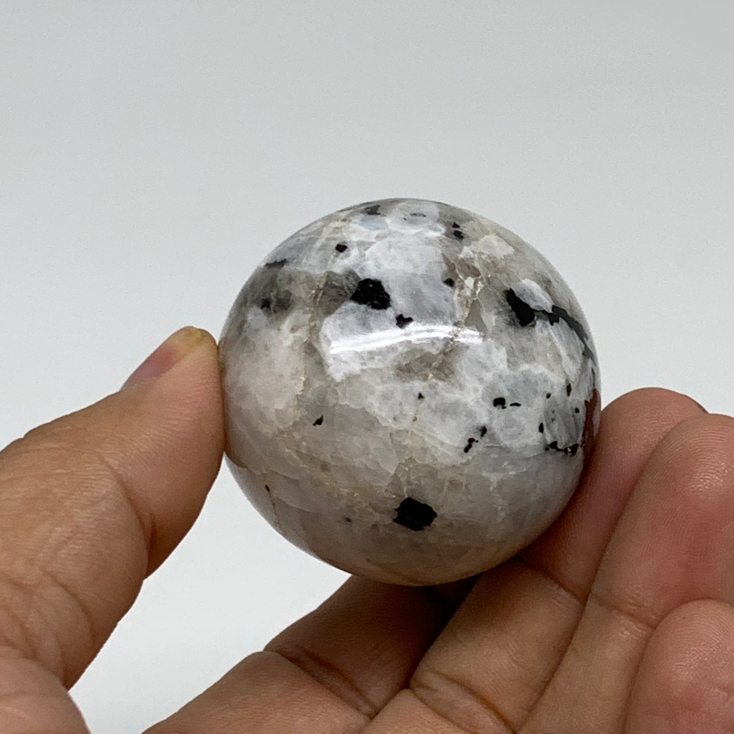 123.2g, 2.1"x1.7", Natural Gemstone White Rainbow Moonstone Egg, B34298