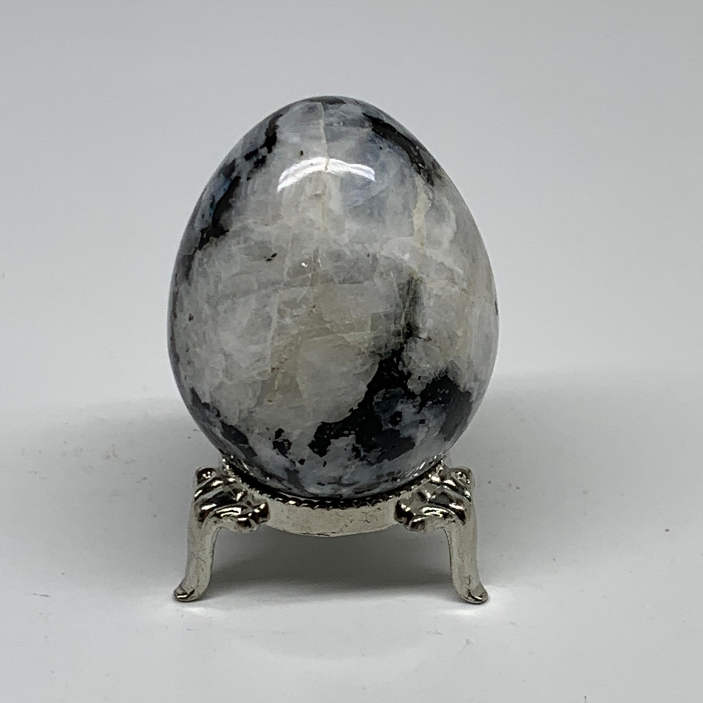 133.2g, 2.2"x1.7", Natural Gemstone White Rainbow Moonstone Egg, B34300