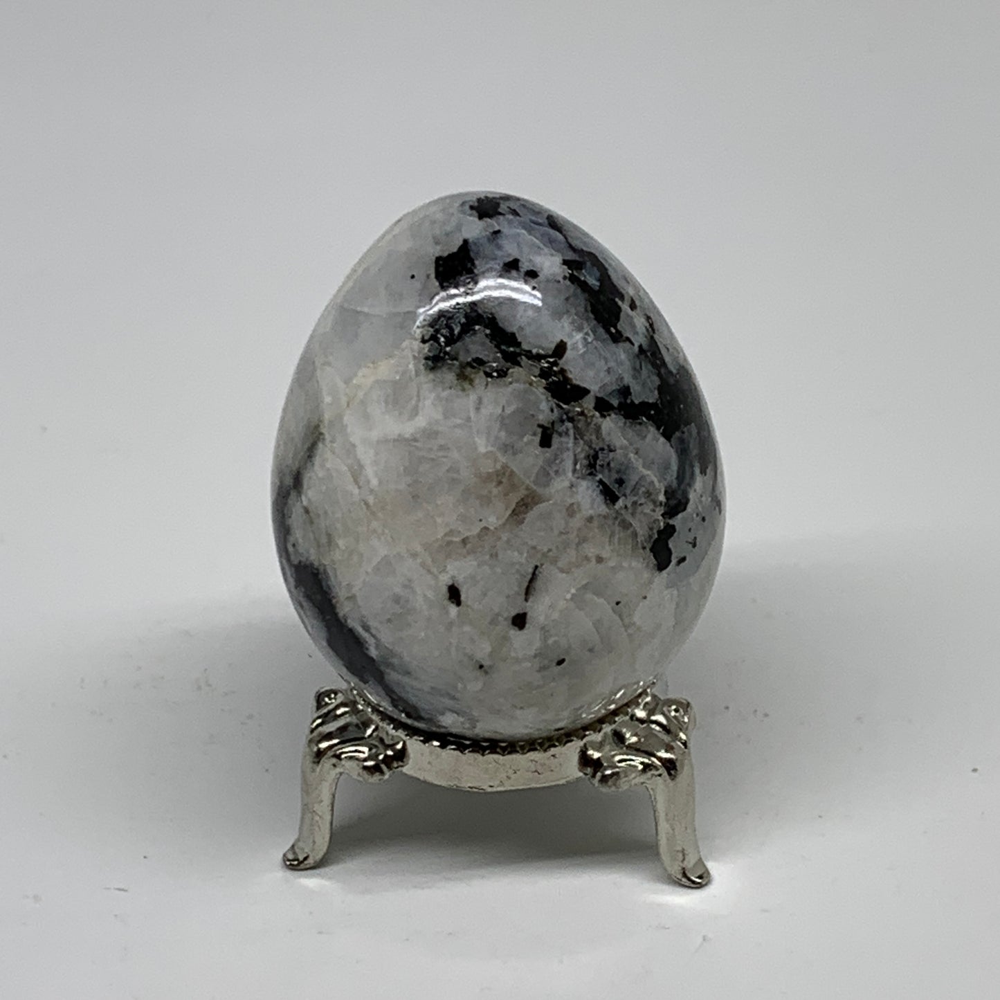 133.2g, 2.2"x1.7", Natural Gemstone White Rainbow Moonstone Egg, B34300