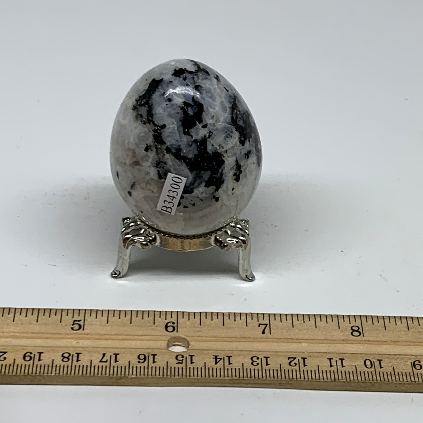 133.2g, 2.2"x1.7", Natural Gemstone White Rainbow Moonstone Egg, B34300