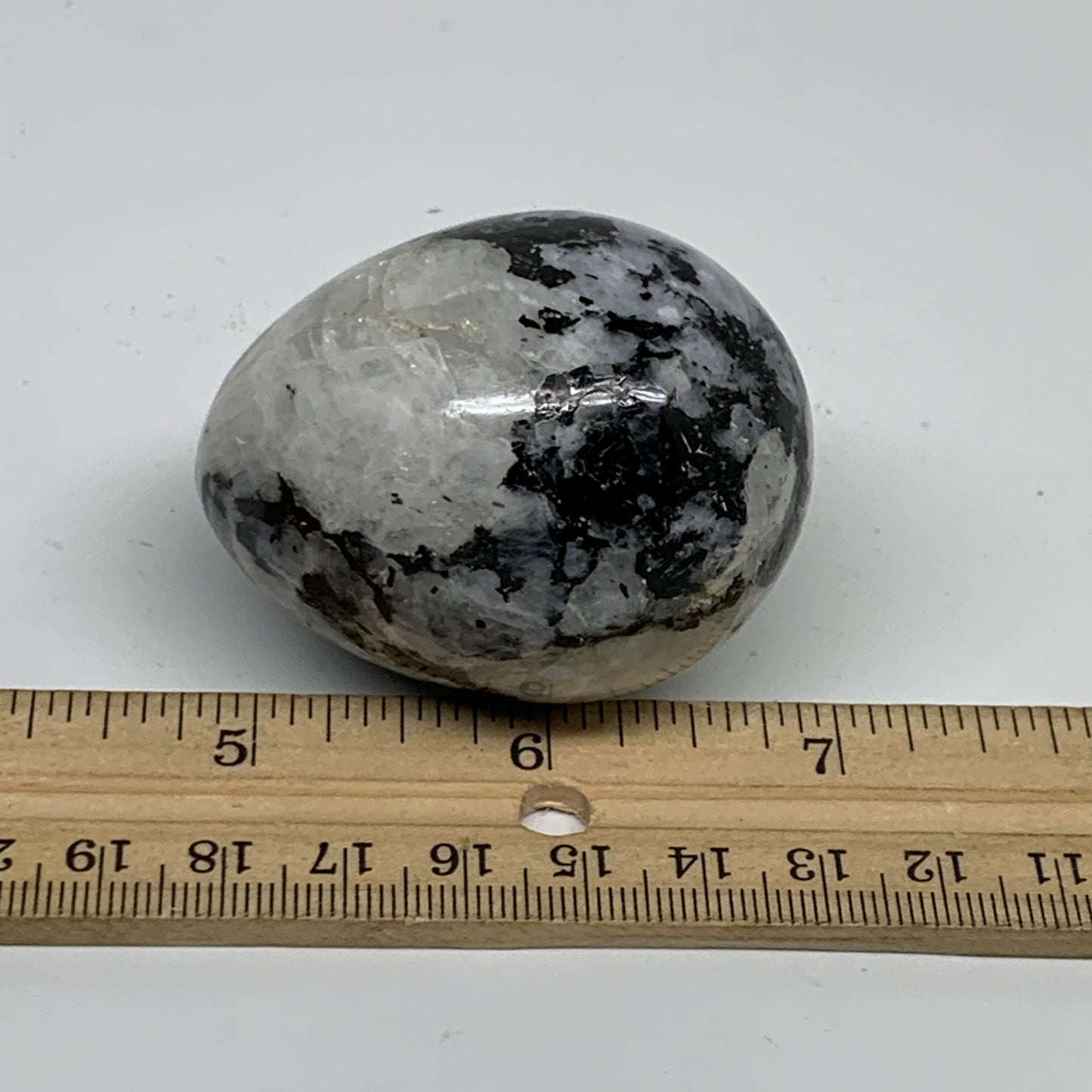 133.2g, 2.2"x1.7", Natural Gemstone White Rainbow Moonstone Egg, B34300