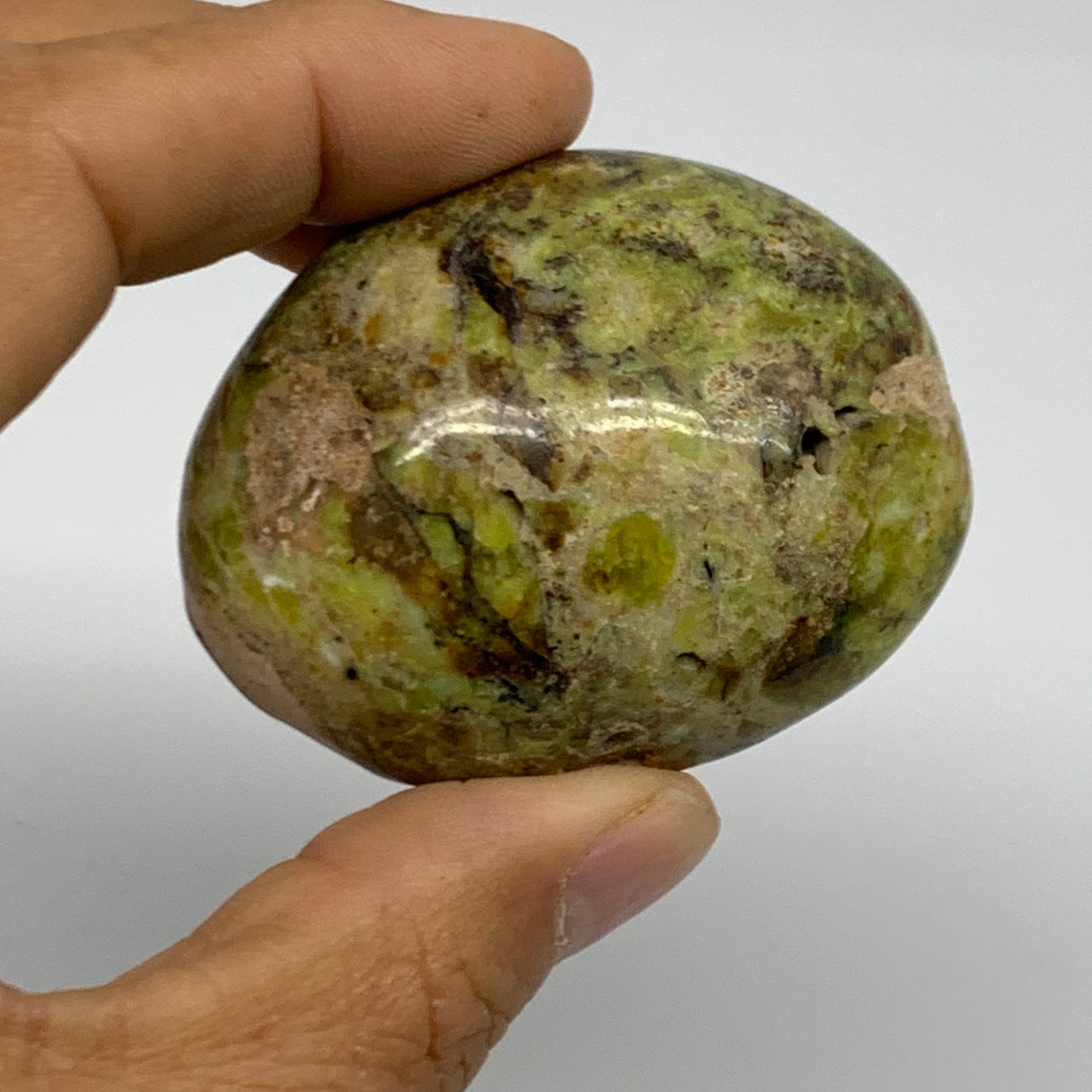 201.6g, 1.9"-2.2", 3pcs, Green Opal Crystal PalmStone Polished Reiki, B38318