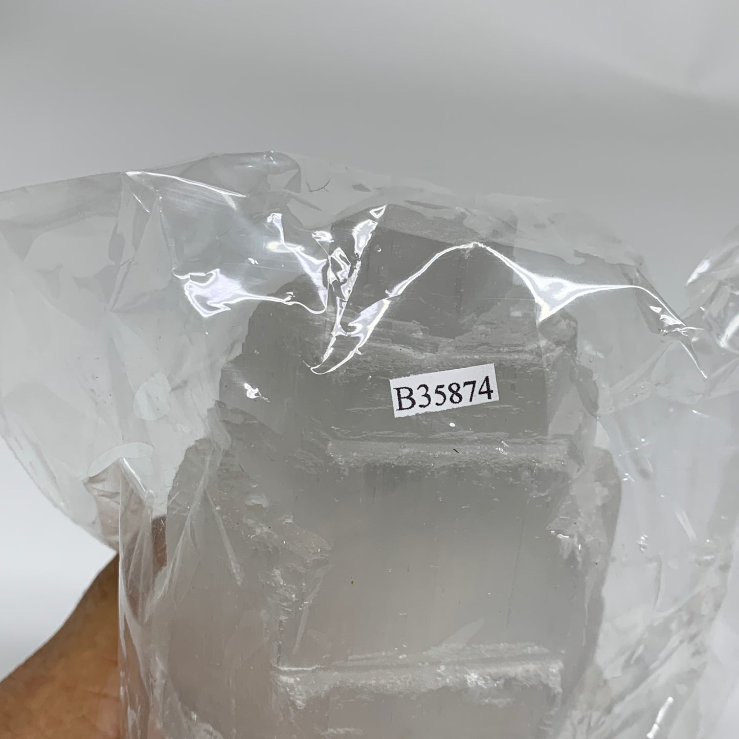 2 lbs, 6"x3", Raw Rough Selenite (Satin Spar) Lamp Tower, 6ft Chord, B35874