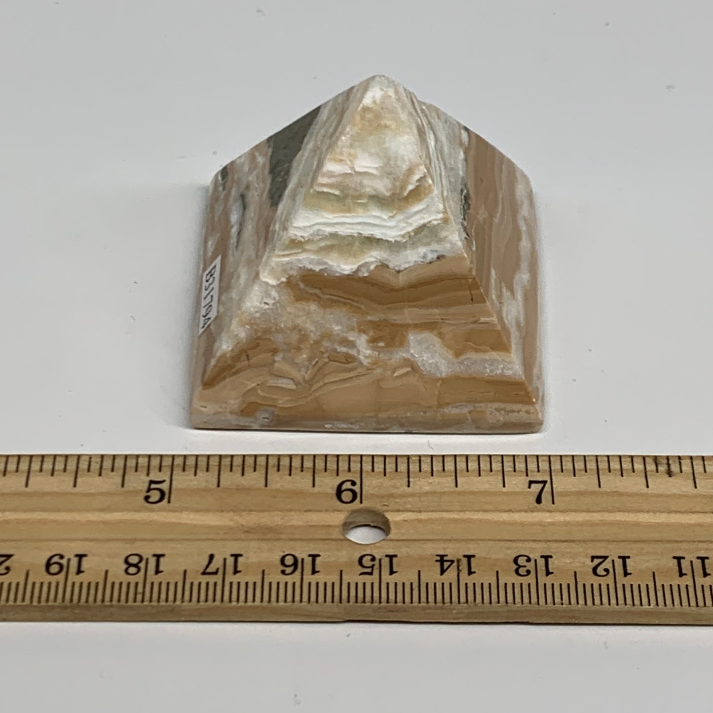 114g, 1.6"x2"x1.9", Caribbean Calcite Pyramid Gemstone, Crystal, B31794