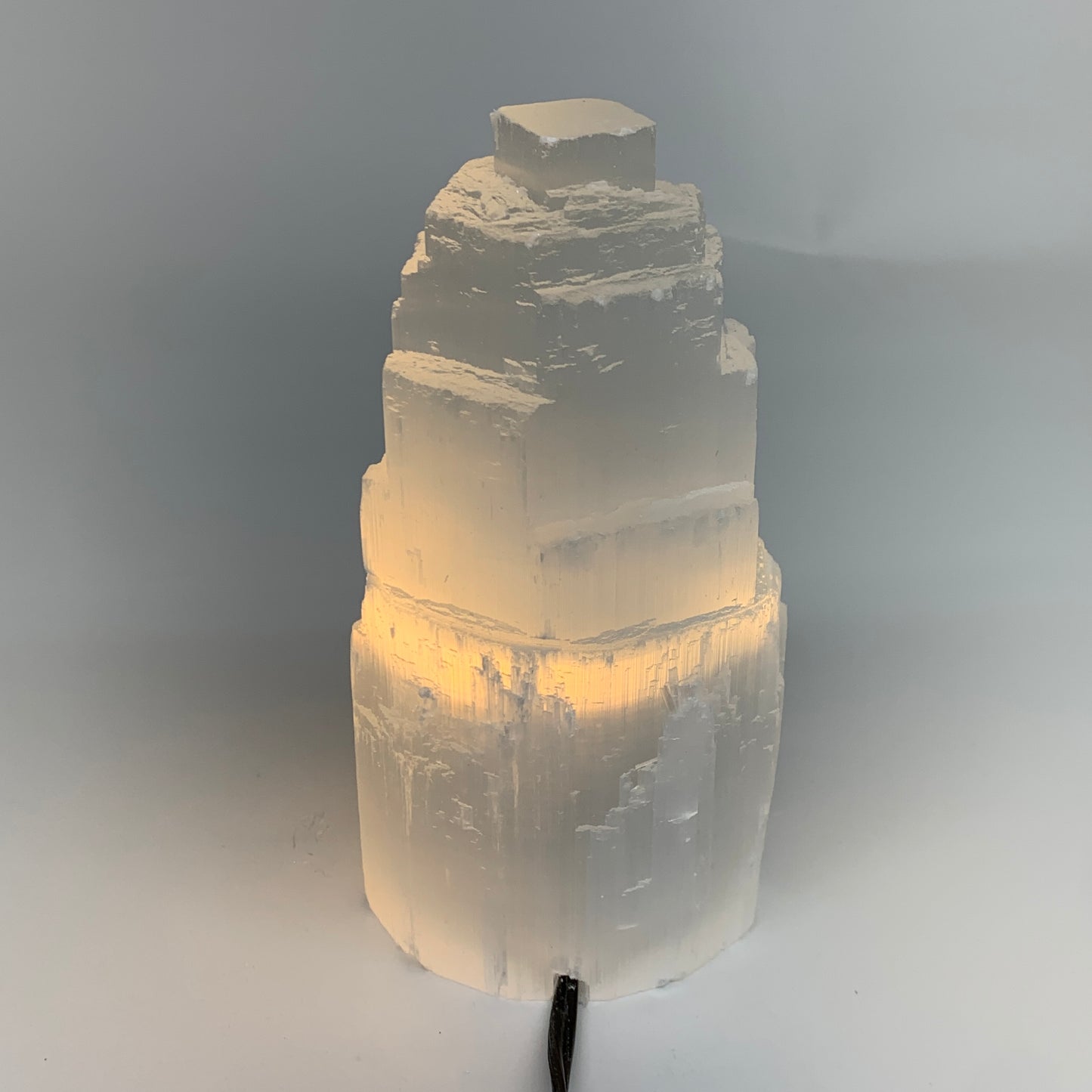 2.2 lbs, 6"x3.2", Raw Rough Selenite (Satin Spar) Lamp Tower, 6ft Chord, B35875