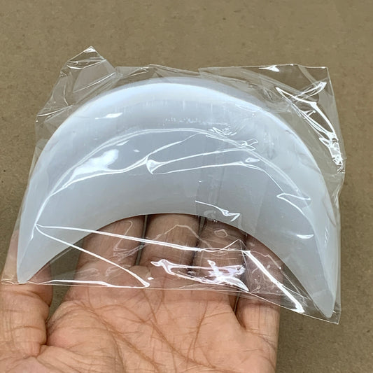 244g, 4.5"x2.2"x1", Selenite Crescent Moon Crystal (Satin Spar), B36517