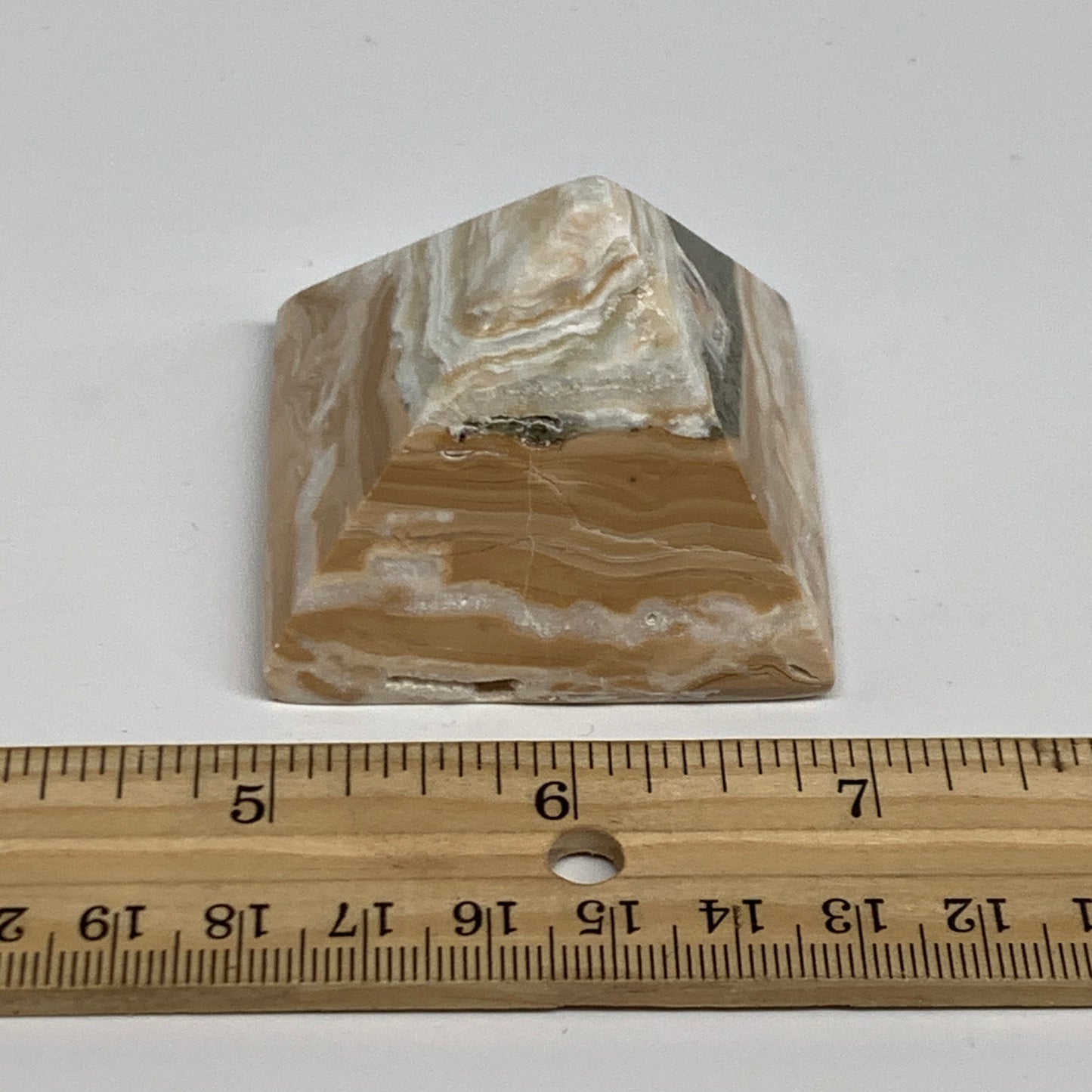 114g, 1.6"x2"x1.9", Caribbean Calcite Pyramid Gemstone, Crystal, B31794