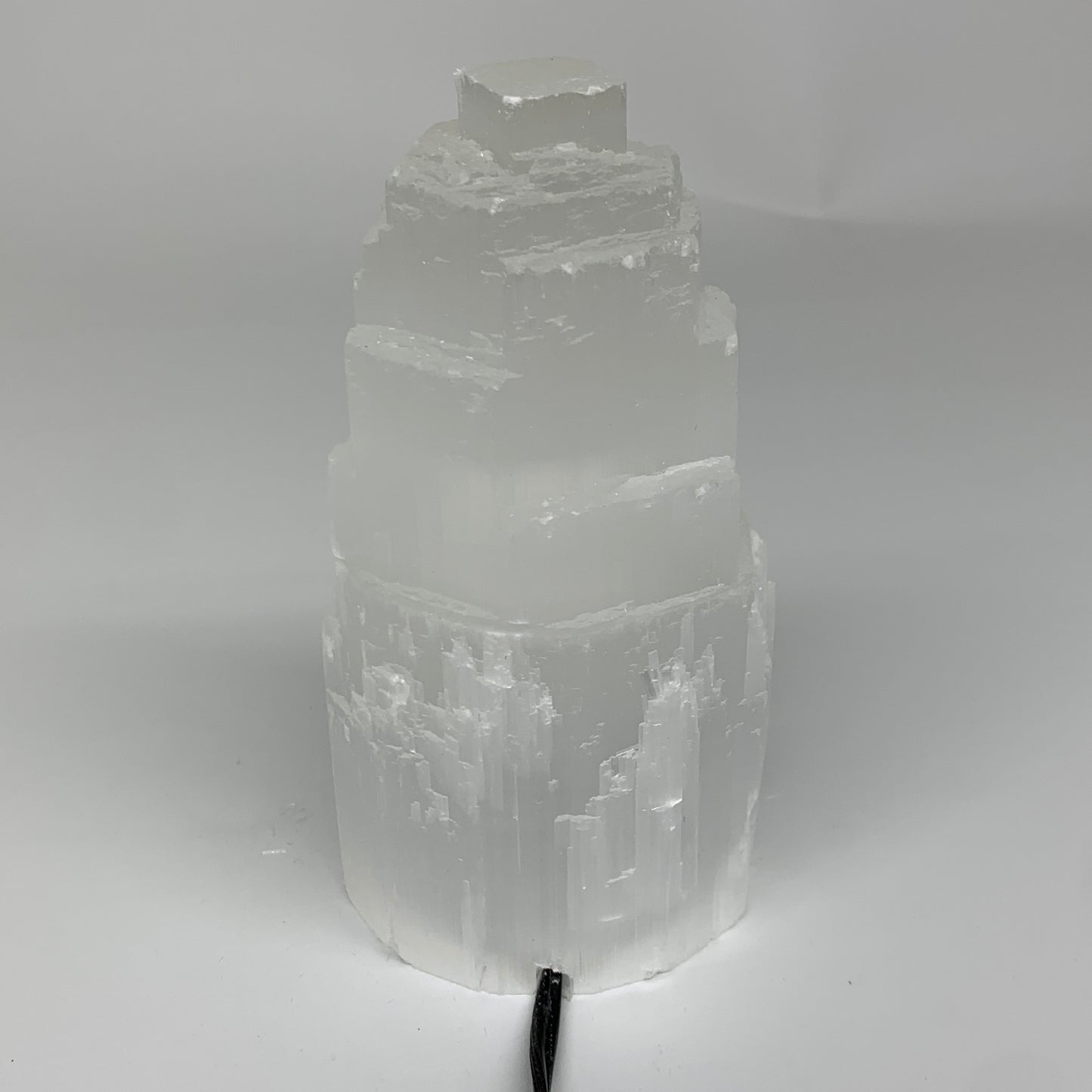2.2 lbs, 6"x3.2", Raw Rough Selenite (Satin Spar) Lamp Tower, 6ft Chord, B35875