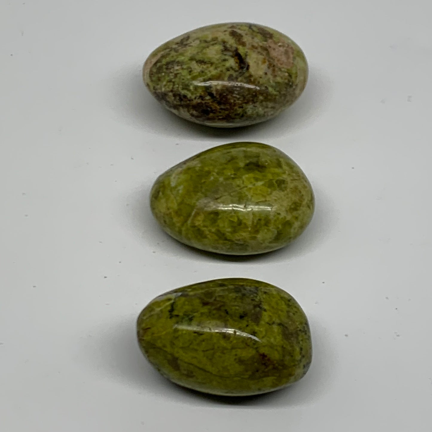201.6g, 1.9"-2.2", 3pcs, Green Opal Crystal PalmStone Polished Reiki, B38318