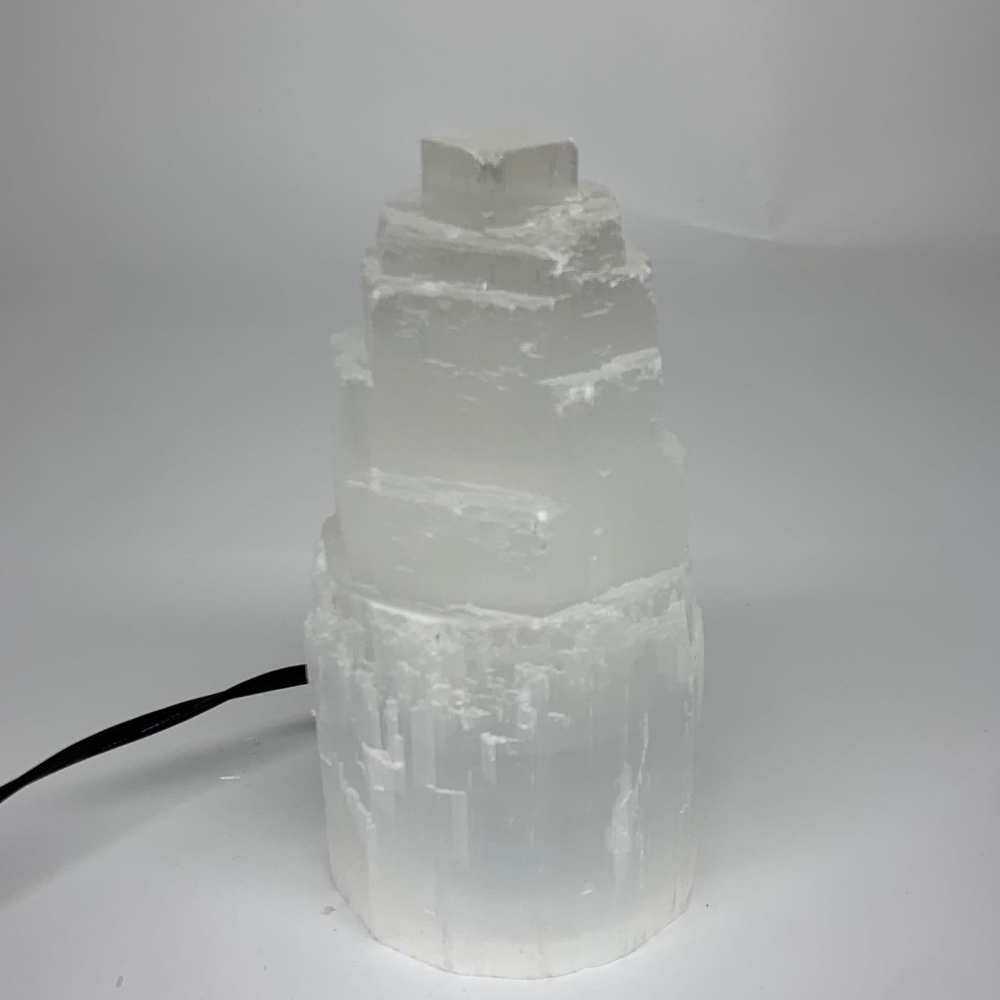 2.2 lbs, 6"x3.2", Raw Rough Selenite (Satin Spar) Lamp Tower, 6ft Chord, B35875