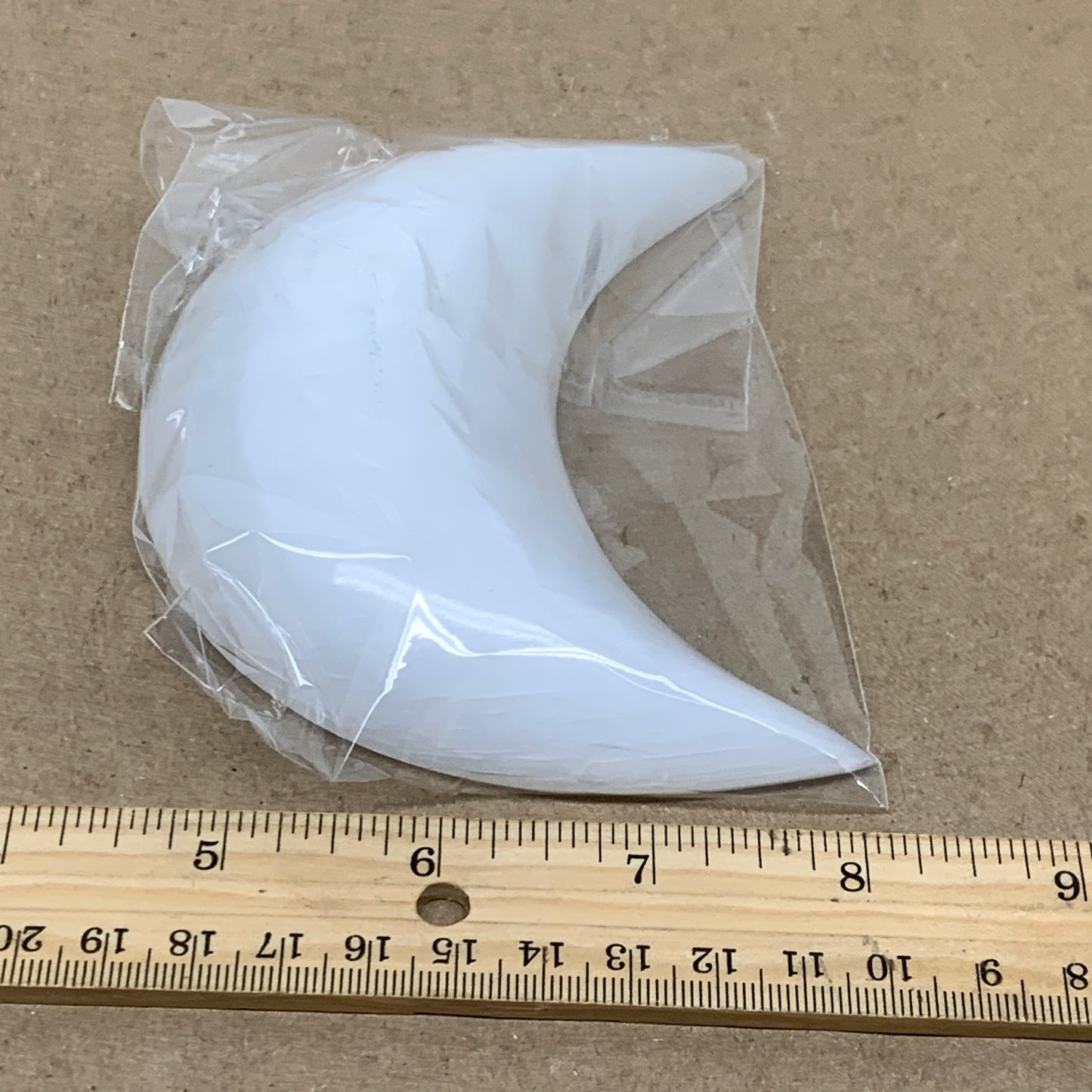 244g, 4.5"x2.2"x1", Selenite Crescent Moon Crystal (Satin Spar), B36517