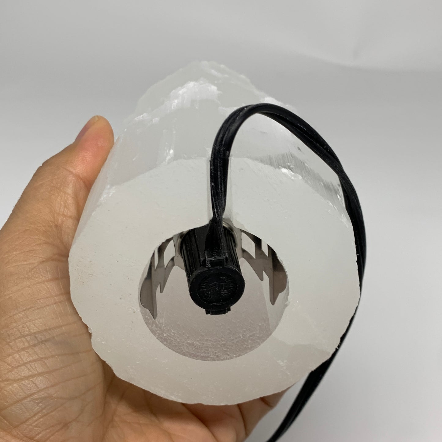 2.2 lbs, 6"x3.2", Raw Rough Selenite (Satin Spar) Lamp Tower, 6ft Chord, B35875