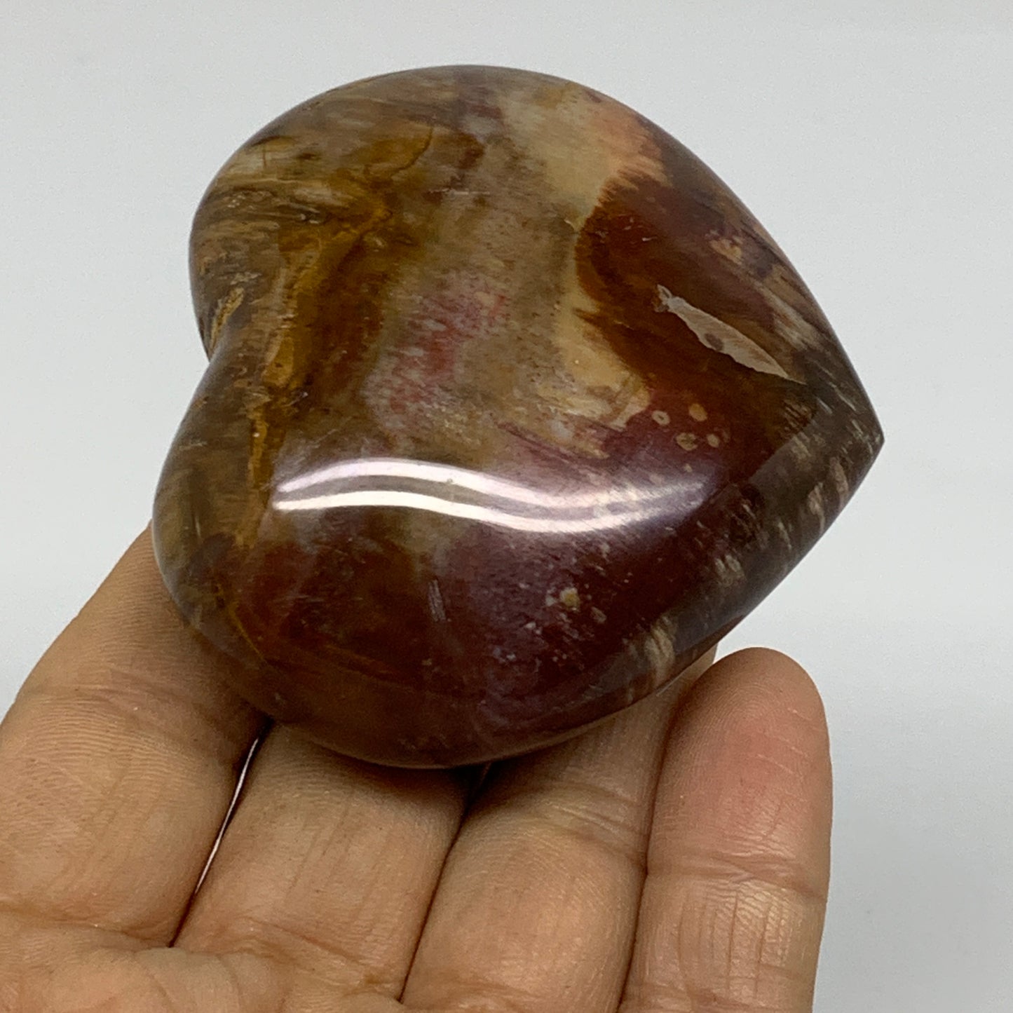 0.31 lbs, 2.3"x2.5"x1.1", Natural Petrified Wood Heart Polished Crystal, B37460