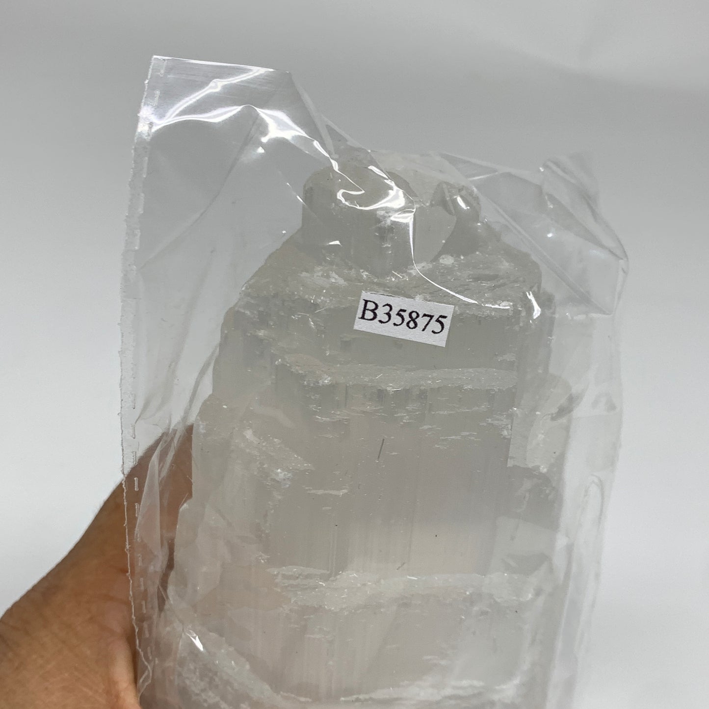 2.2 lbs, 6"x3.2", Raw Rough Selenite (Satin Spar) Lamp Tower, 6ft Chord, B35875