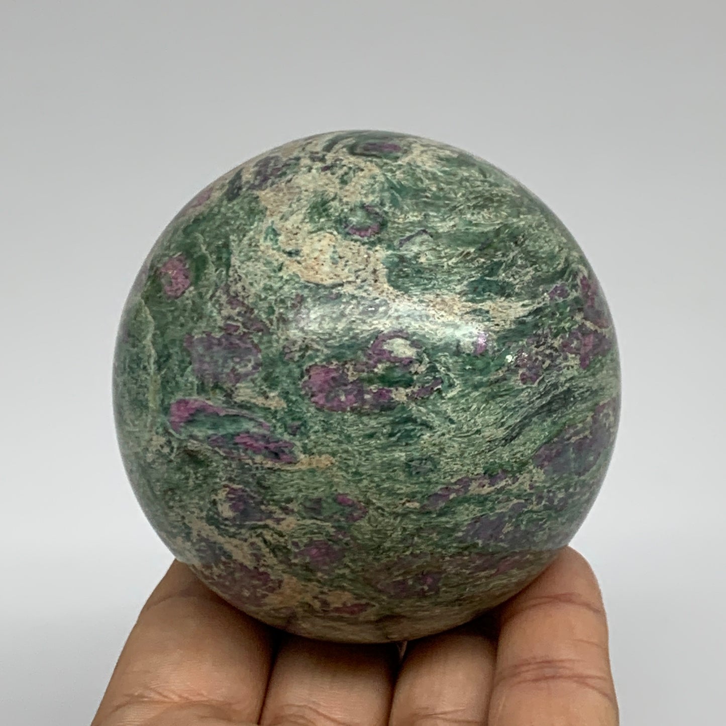 1.1 lbs, 2.7"(70mm), Zoisite with Ruby Sphere Sphere Ball Crystal, B25214