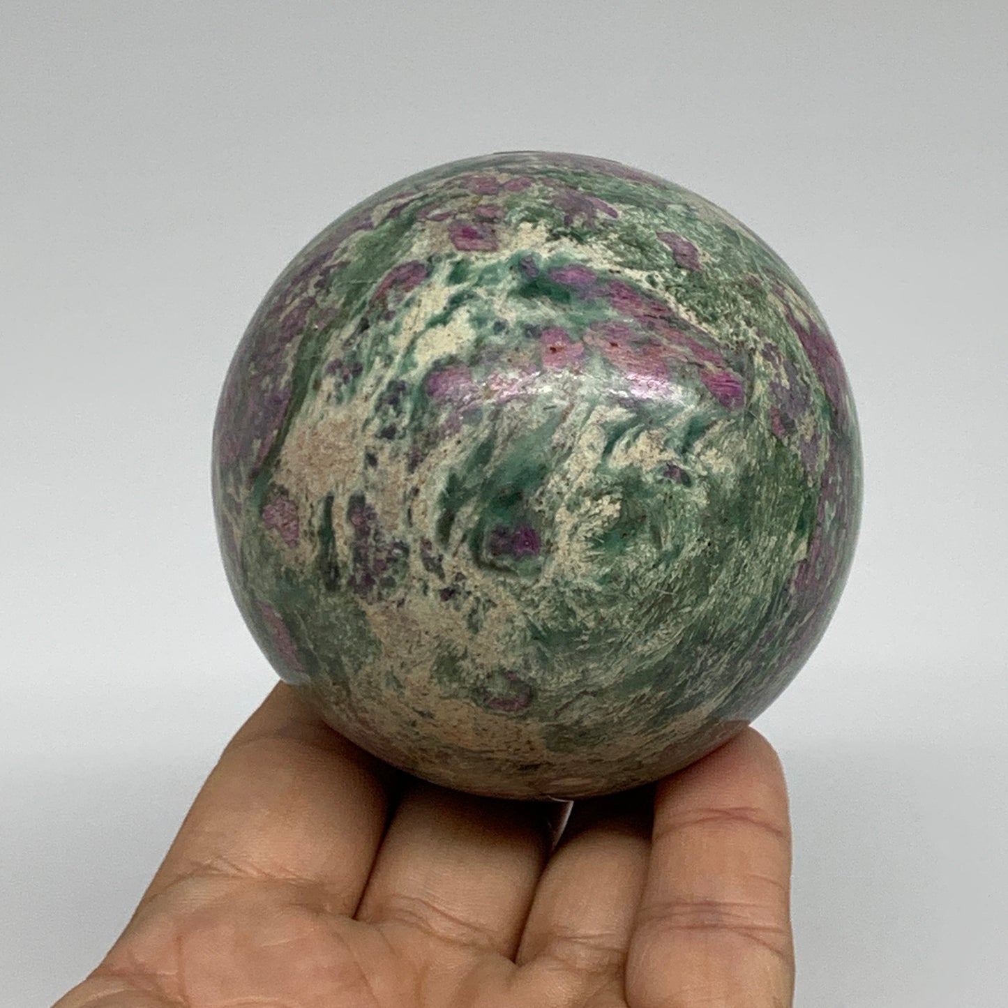1.1 lbs, 2.7"(70mm), Zoisite with Ruby Sphere Sphere Ball Crystal, B25214