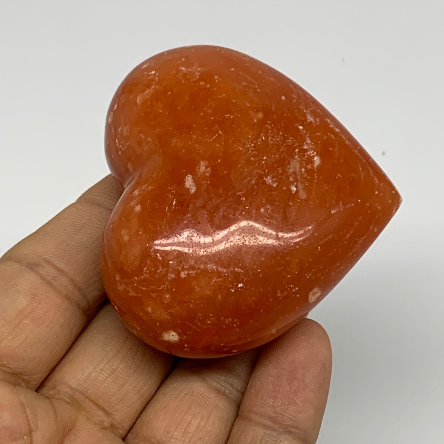 108.9g,2.1"x2.4"x1.1" Orange Calcite Heart Gemstones from Madagascar, B33800