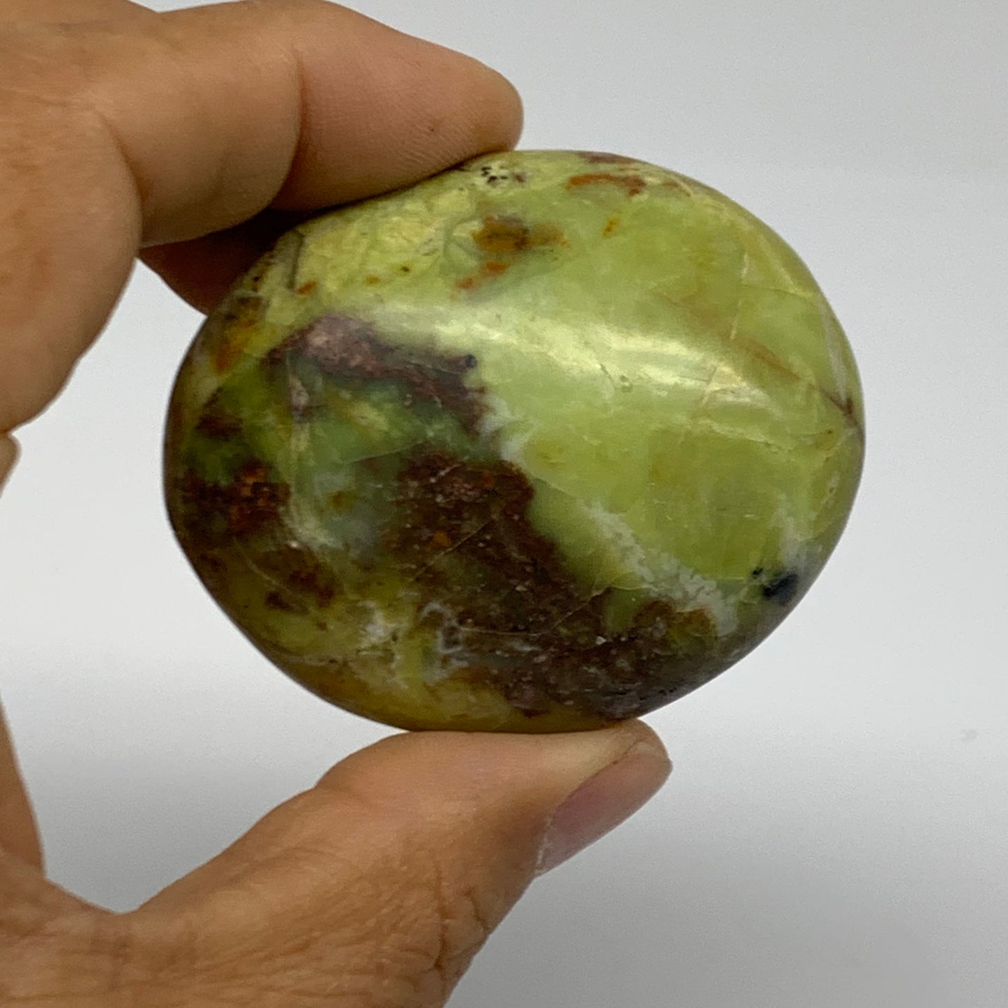 213.9g, 2"-2.2", 3pcs, Green Opal Crystal PalmStone Polished Reiki, B38319