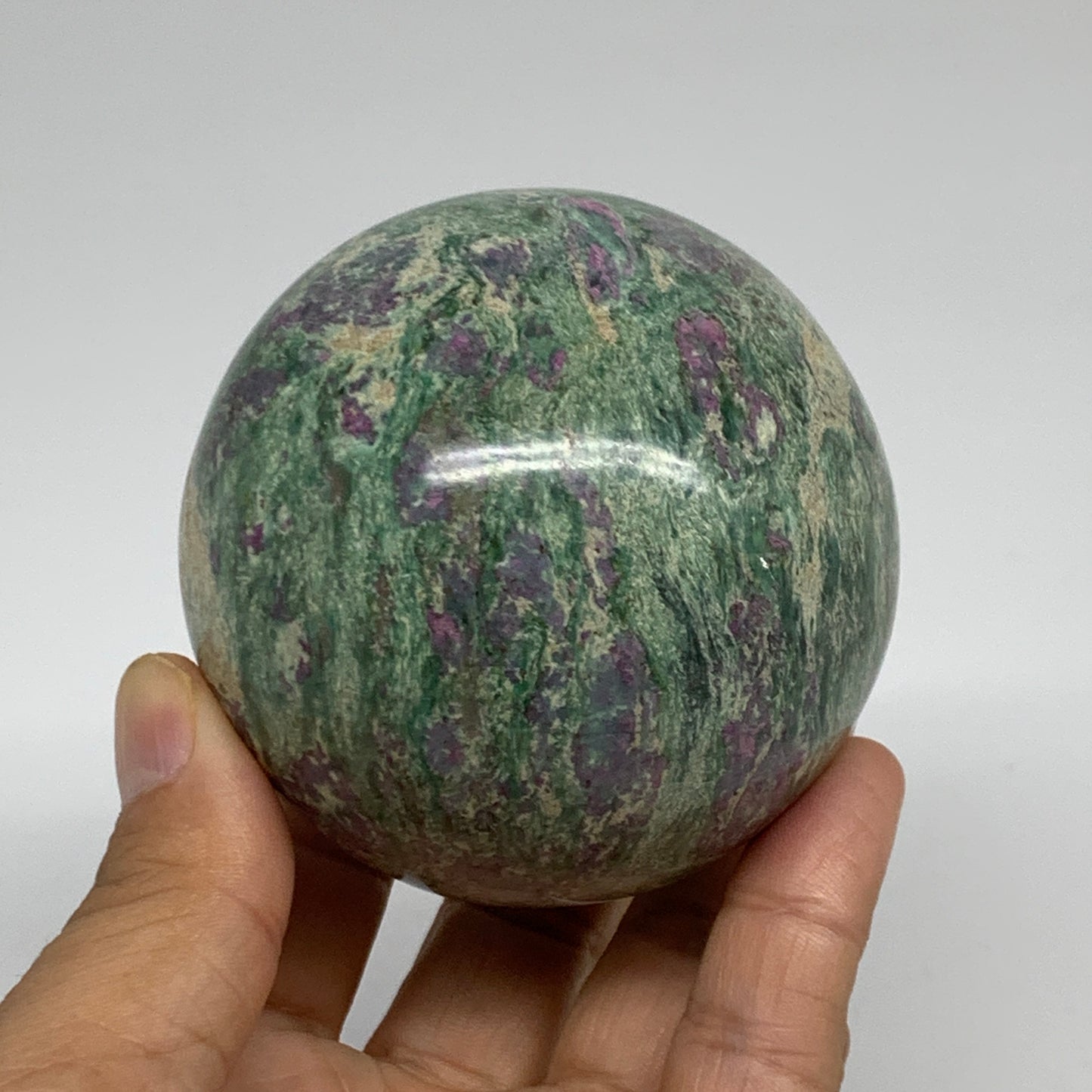 1.1 lbs, 2.7"(70mm), Zoisite with Ruby Sphere Sphere Ball Crystal, B25214