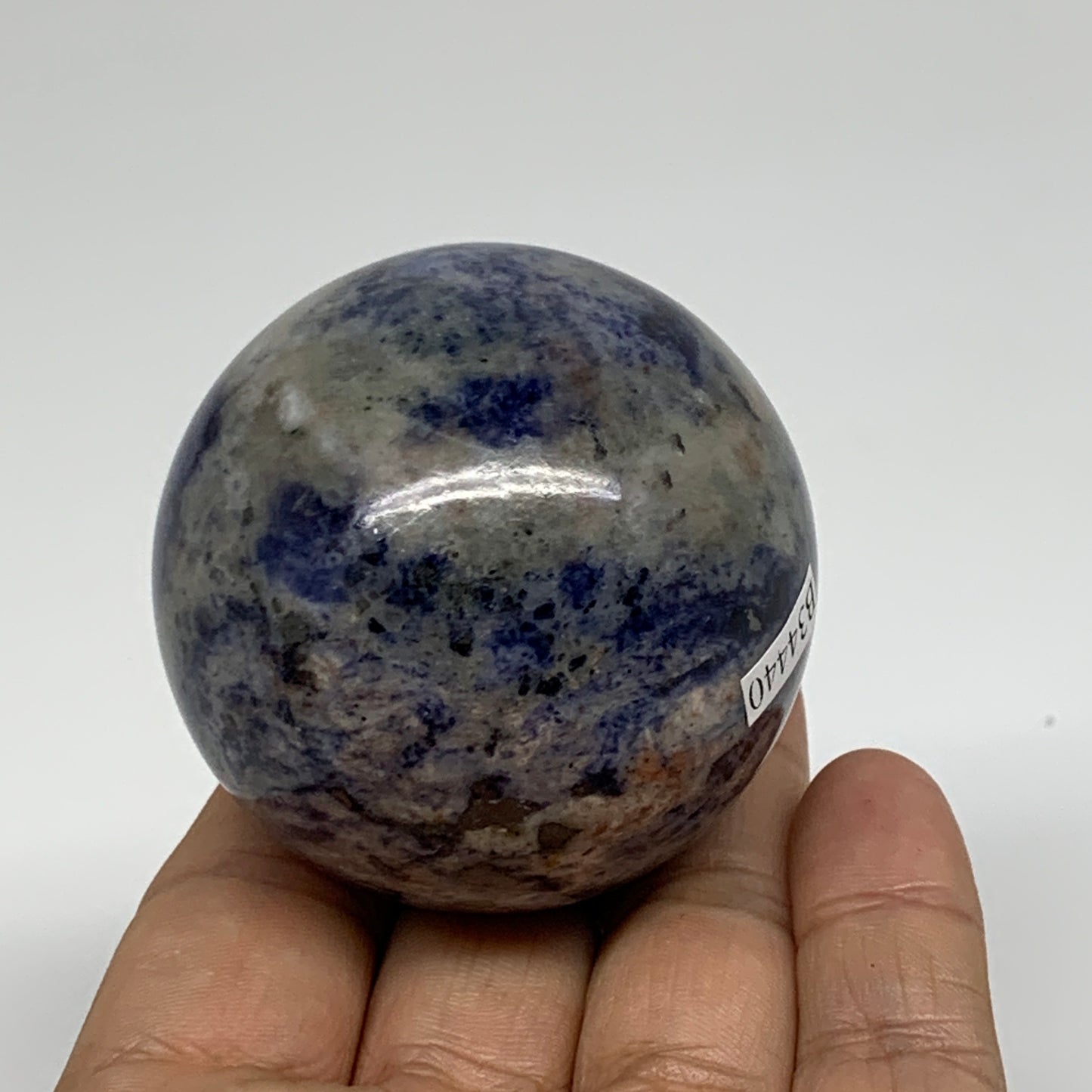 207.1g, 2.1"(53mm), Natural Sodalite Sphere Crystal Gemstone Ball @Brazil,B34440