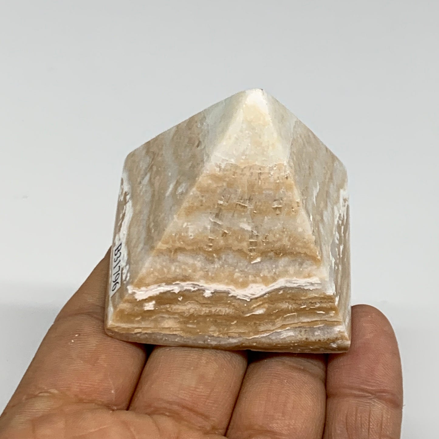116.9g, 1.7"x1.9"x1.9", Caribbean Calcite Pyramid Gemstone, Crystal, B31796