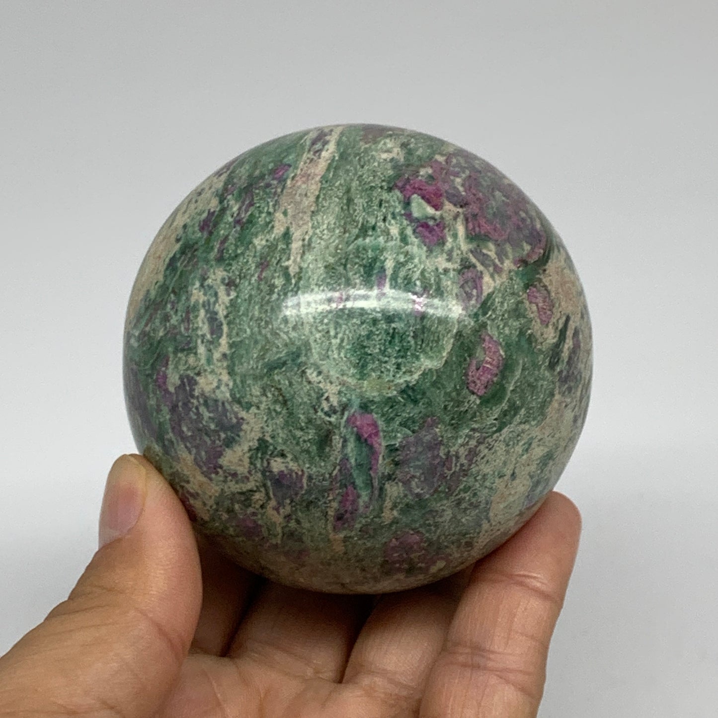 1.1 lbs, 2.7"(70mm), Zoisite with Ruby Sphere Sphere Ball Crystal, B25214
