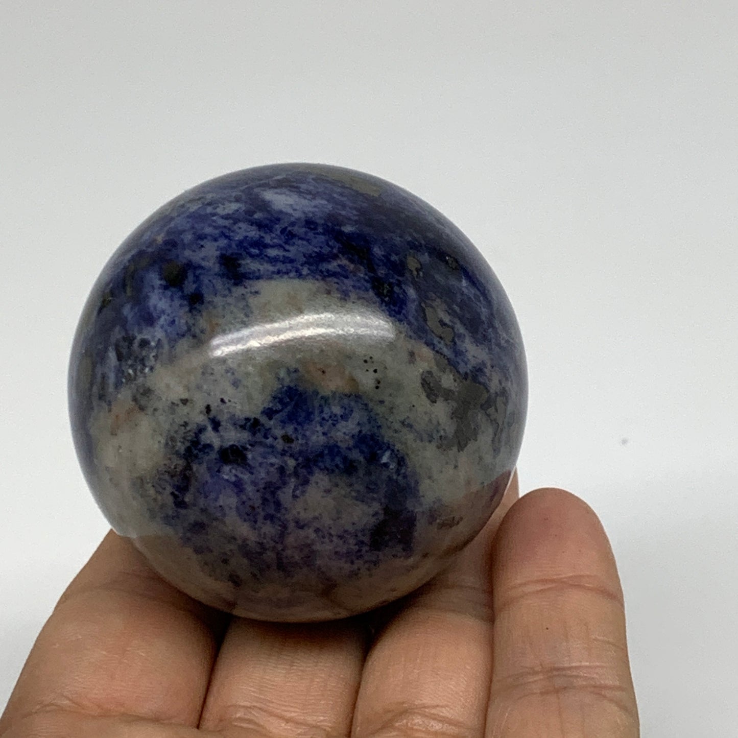 207.1g, 2.1"(53mm), Natural Sodalite Sphere Crystal Gemstone Ball @Brazil,B34440