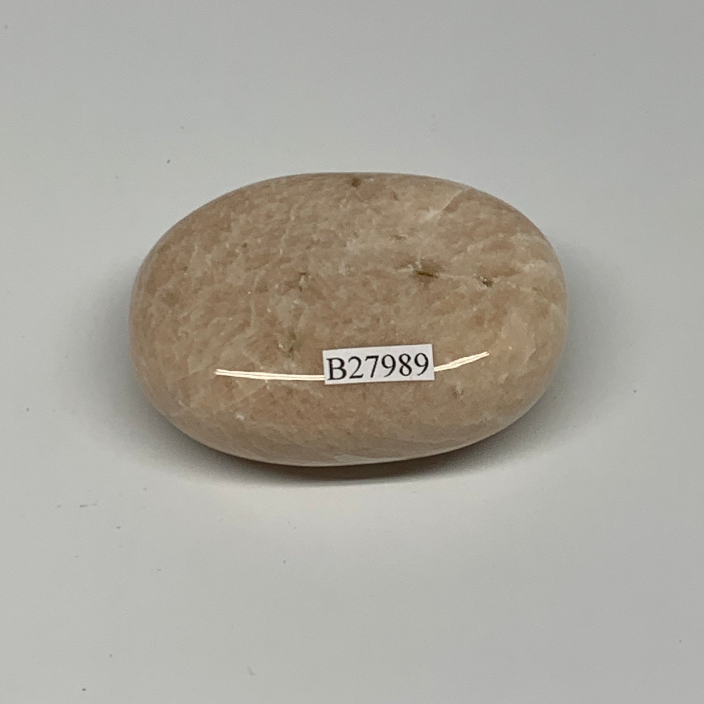 109.4g,2.3"x1.8"x0.9" Peach Moonstone Crystal Palm-Stone Polished Reiki, B27989