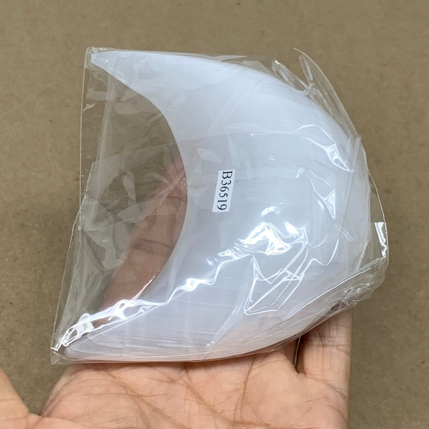 209g, 4.3"x2.1"x1", Selenite Crescent Moon Crystal (Satin Spar), B36519