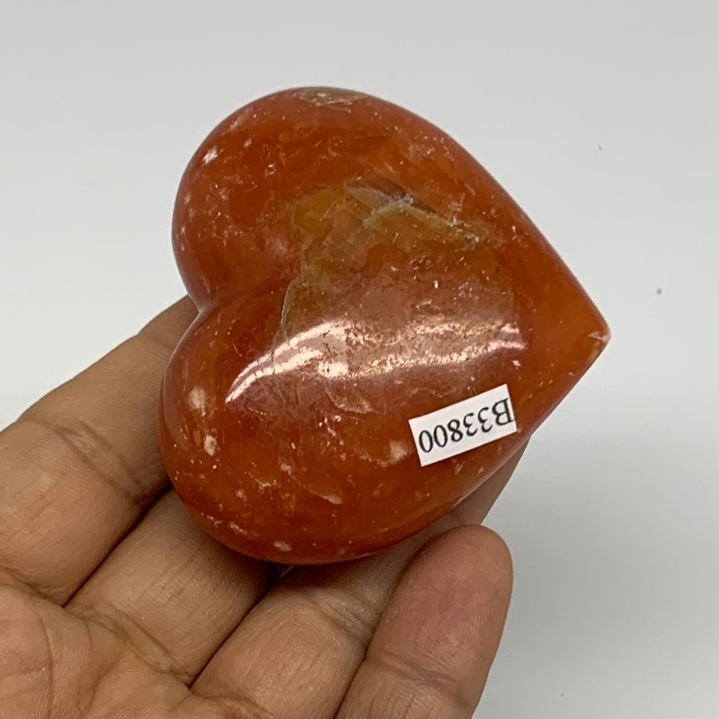 108.9g,2.1"x2.4"x1.1" Orange Calcite Heart Gemstones from Madagascar, B33800
