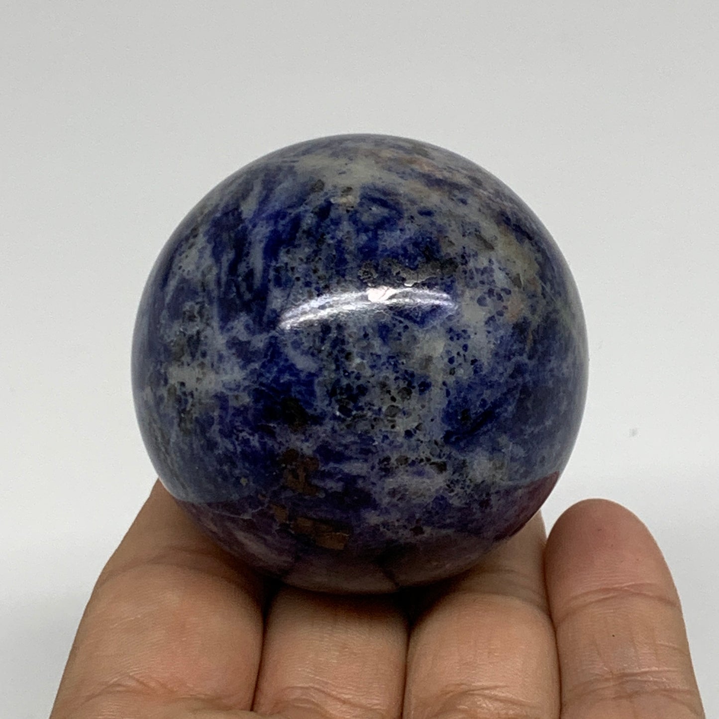 207.1g, 2.1"(53mm), Natural Sodalite Sphere Crystal Gemstone Ball @Brazil,B34440