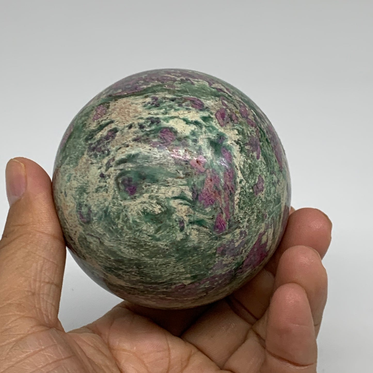 1.1 lbs, 2.7"(70mm), Zoisite with Ruby Sphere Sphere Ball Crystal, B25214