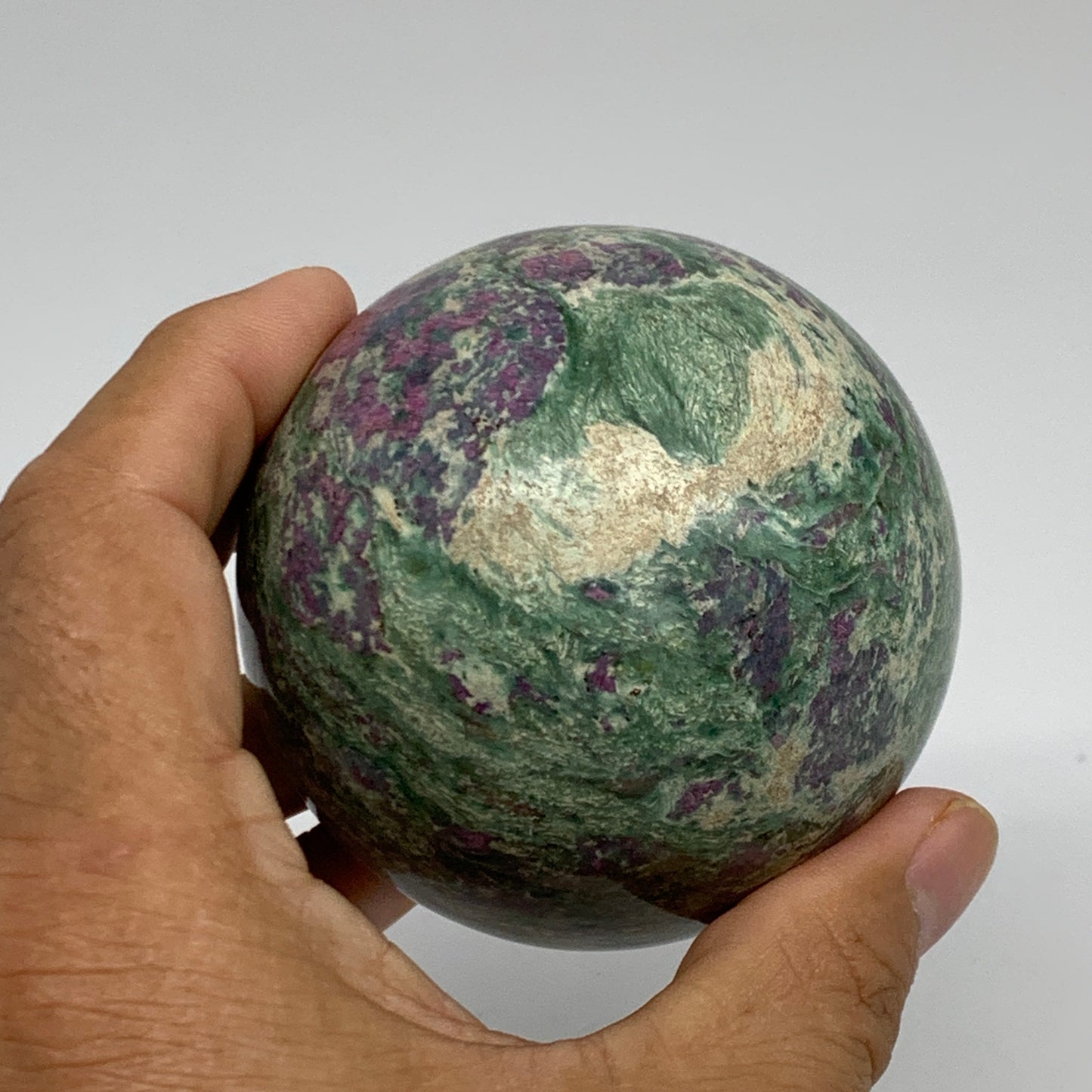 1.1 lbs, 2.7"(70mm), Zoisite with Ruby Sphere Sphere Ball Crystal, B25214