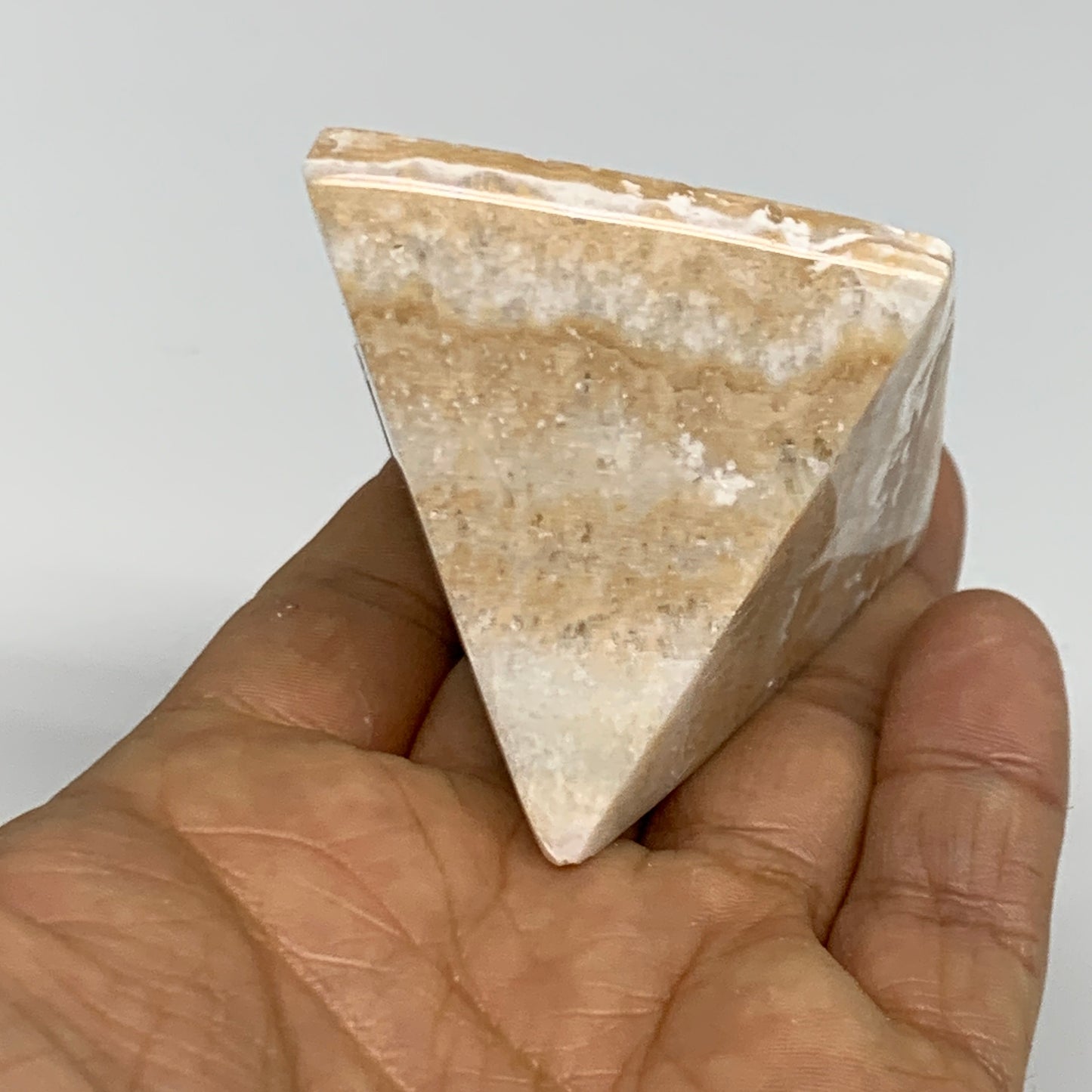 116.9g, 1.7"x1.9"x1.9", Caribbean Calcite Pyramid Gemstone, Crystal, B31796
