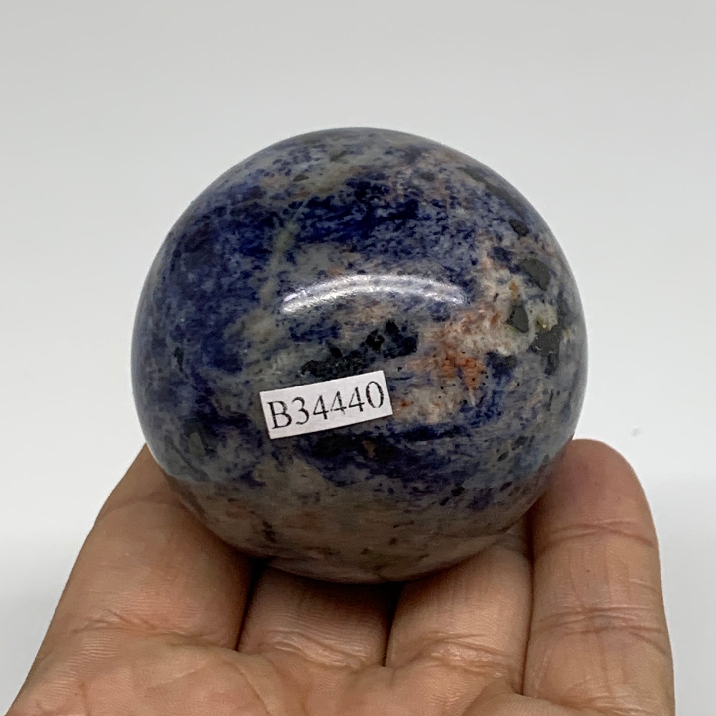 207.1g, 2.1"(53mm), Natural Sodalite Sphere Crystal Gemstone Ball @Brazil,B34440
