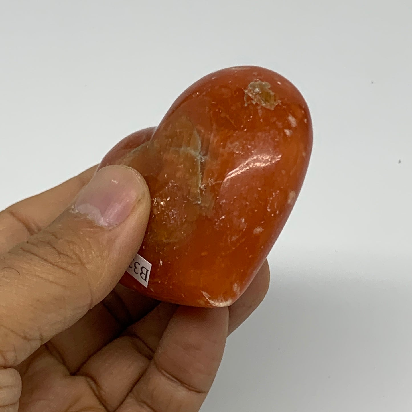 108.9g,2.1"x2.4"x1.1" Orange Calcite Heart Gemstones from Madagascar, B33800