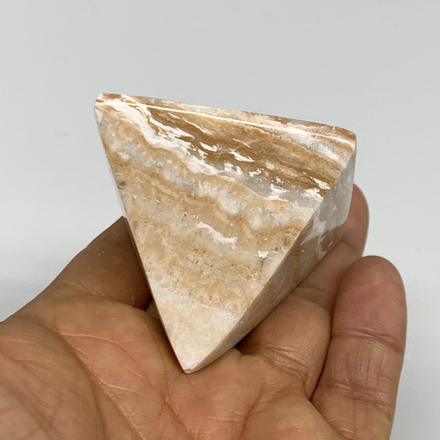 116.9g, 1.7"x1.9"x1.9", Caribbean Calcite Pyramid Gemstone, Crystal, B31796