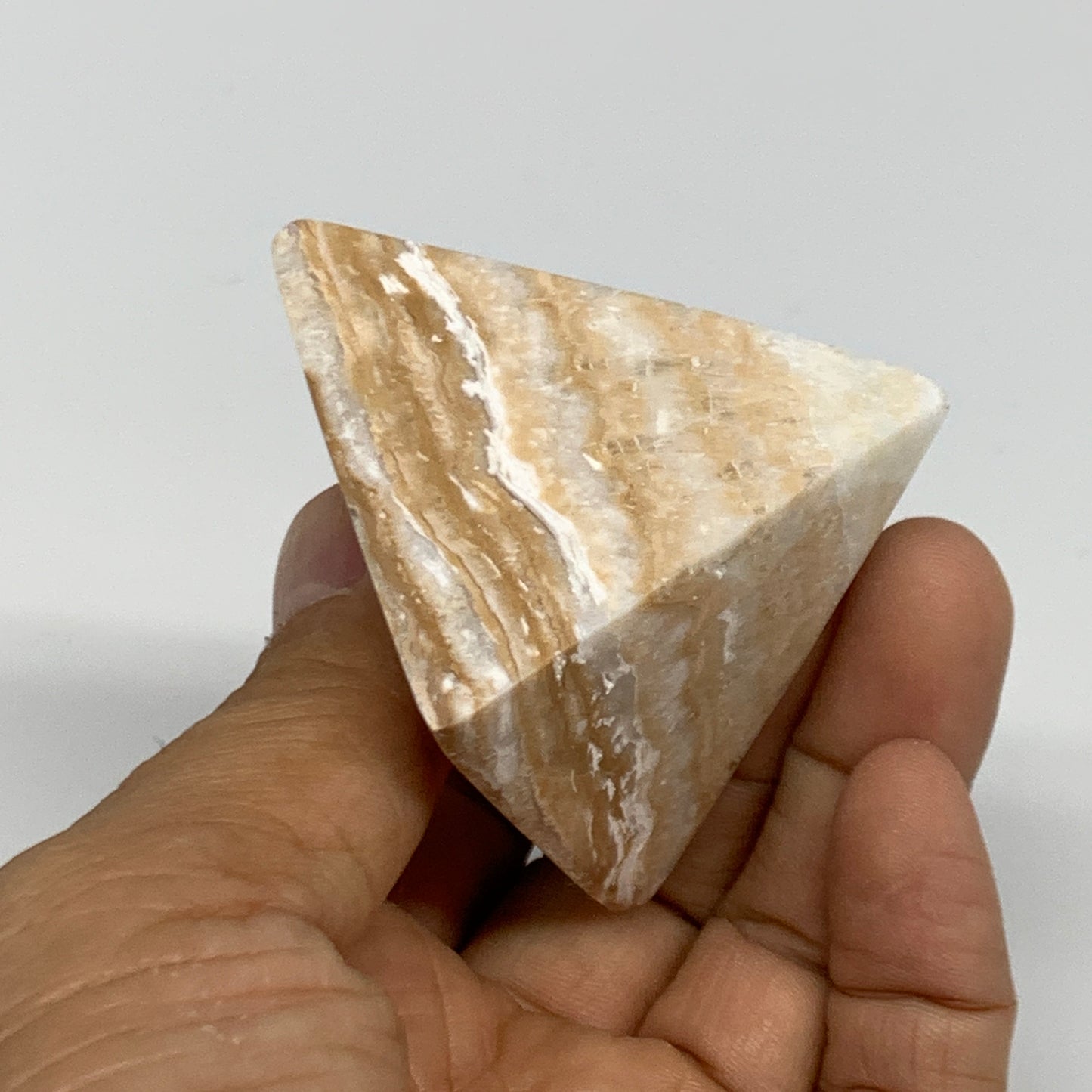 116.9g, 1.7"x1.9"x1.9", Caribbean Calcite Pyramid Gemstone, Crystal, B31796