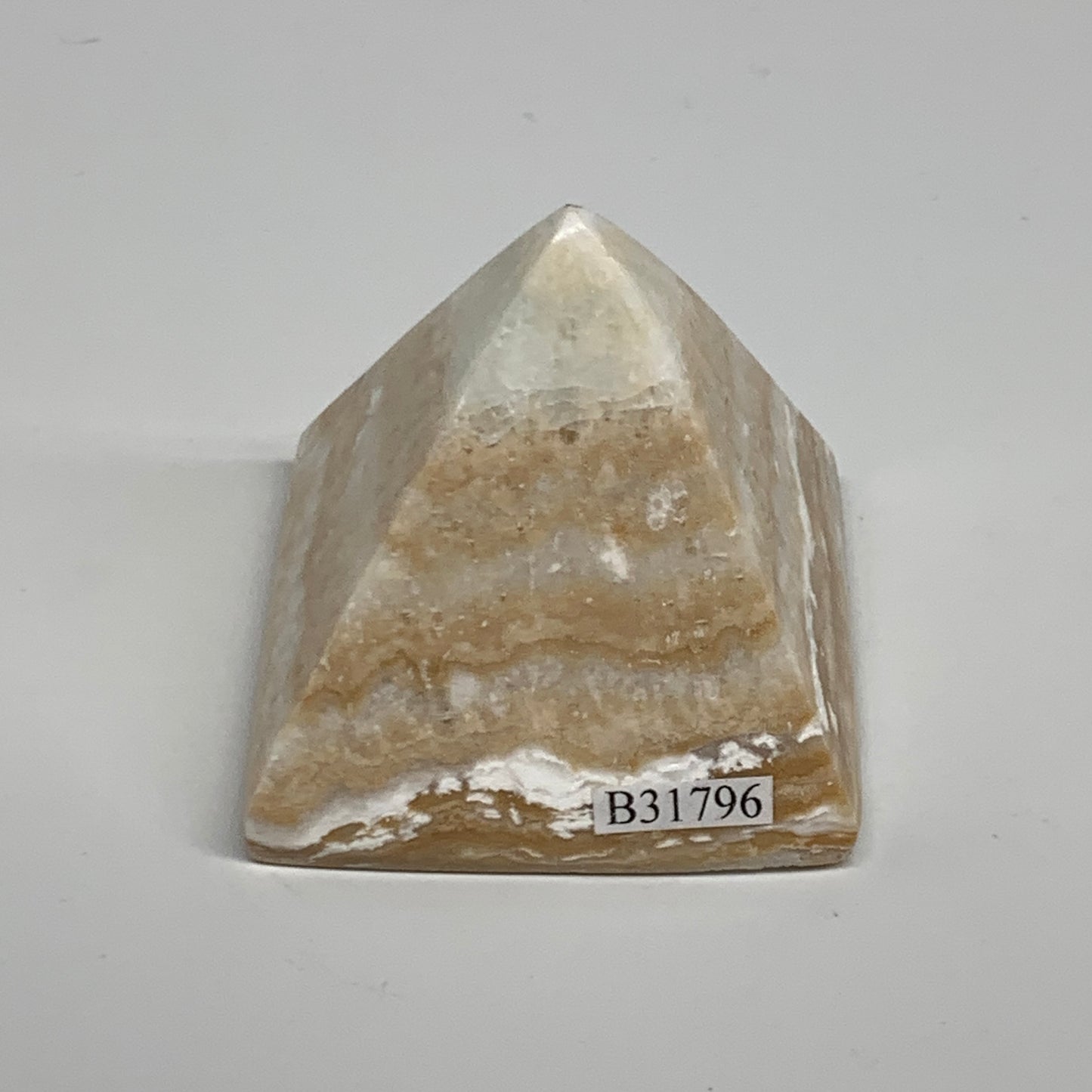 116.9g, 1.7"x1.9"x1.9", Caribbean Calcite Pyramid Gemstone, Crystal, B31796