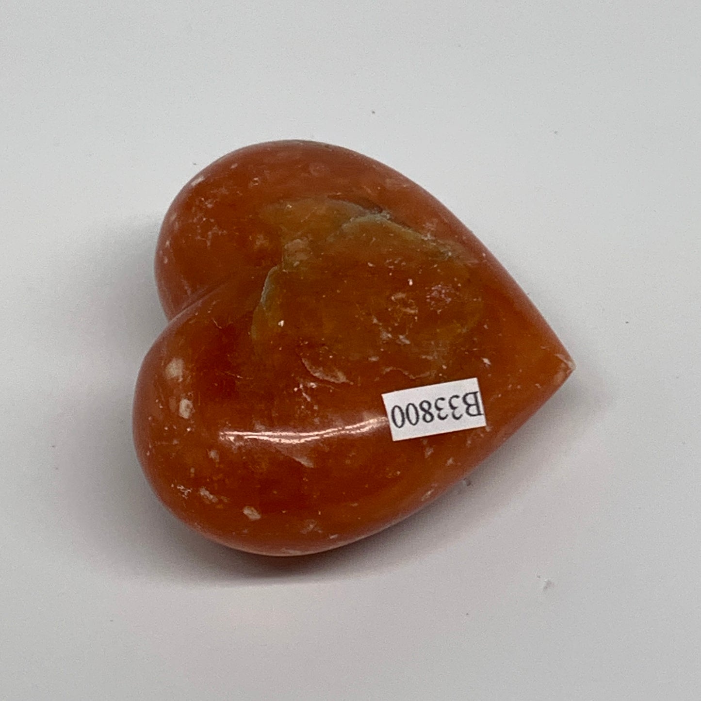 108.9g,2.1"x2.4"x1.1" Orange Calcite Heart Gemstones from Madagascar, B33800
